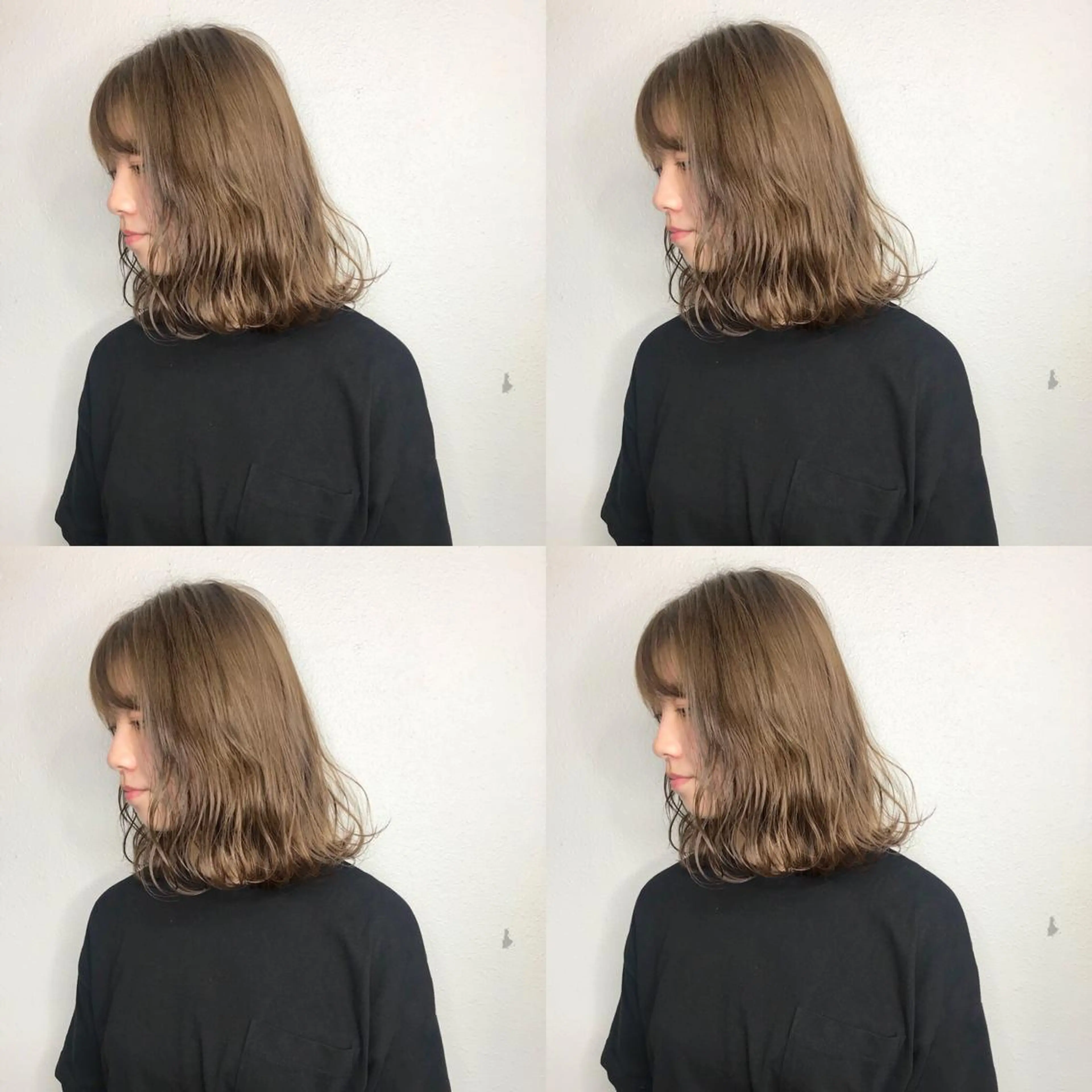 ミディアム カラー ベージュカラー 透明感カラー ミルクティーベージュ 竹内啓太 ボブのヘアスタイル