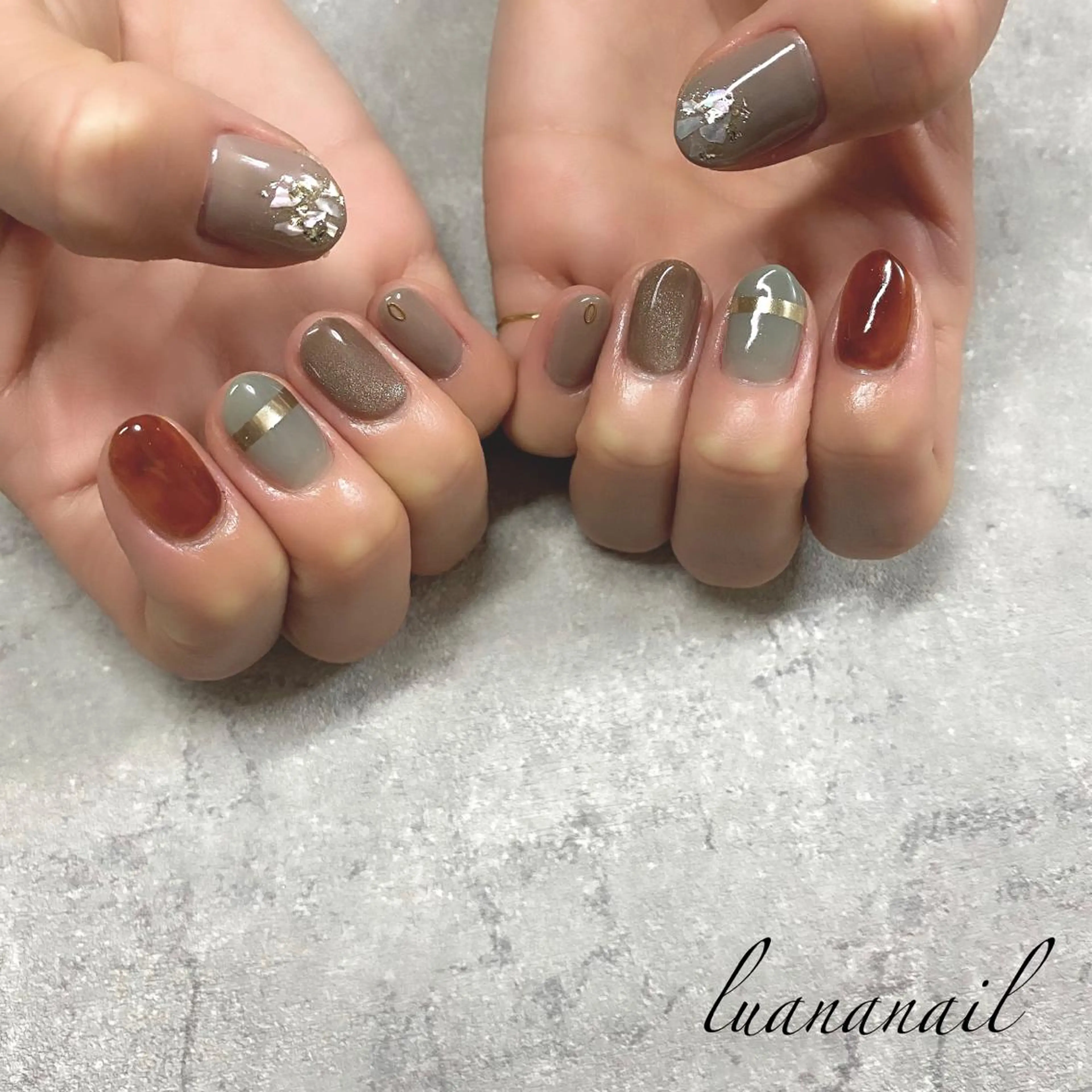 ネイル べっ甲ネイル マグネットネイル luana nailのネイルデザイン