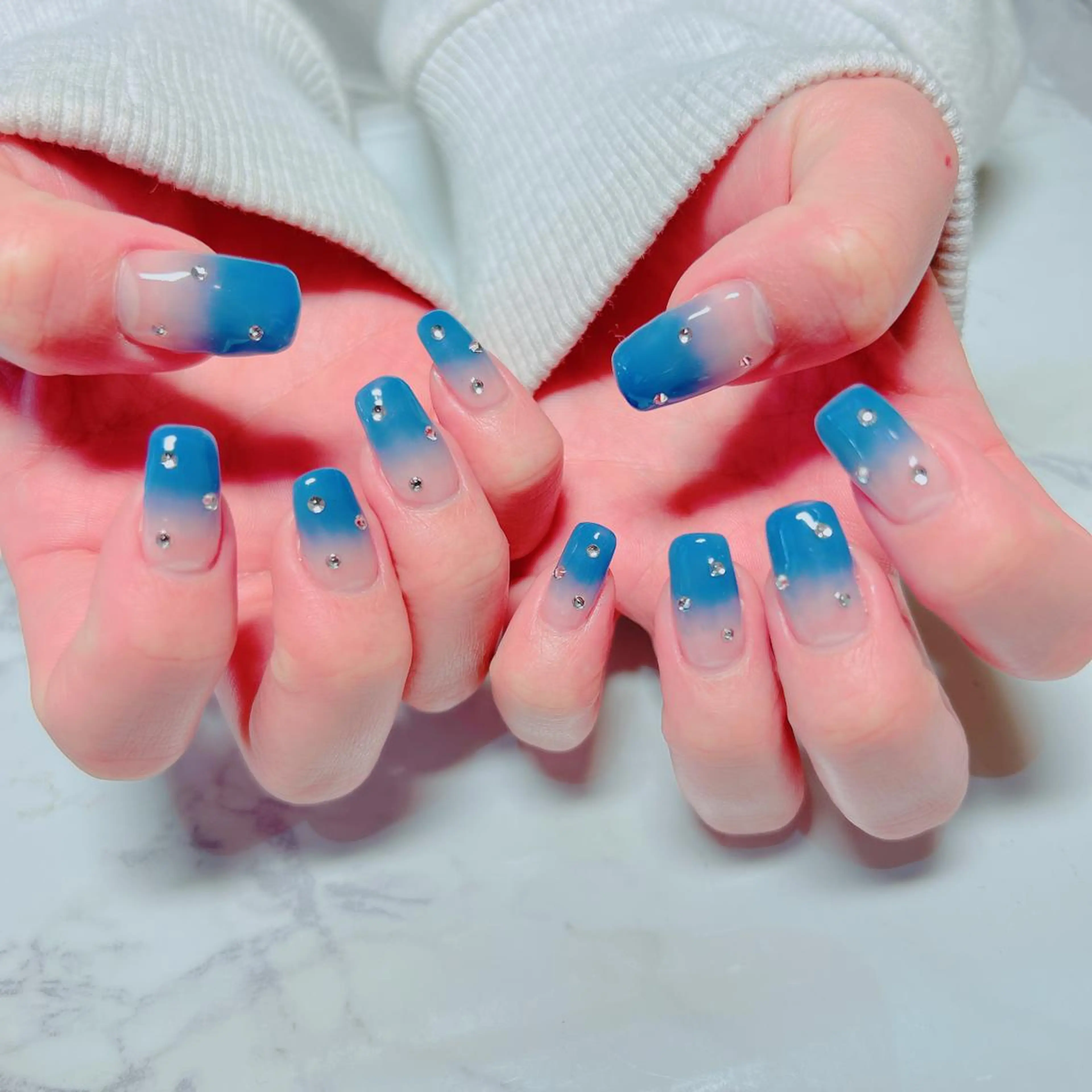 ネイル ブルー ハンドネイル たきぐち みちこのネイルデザイン