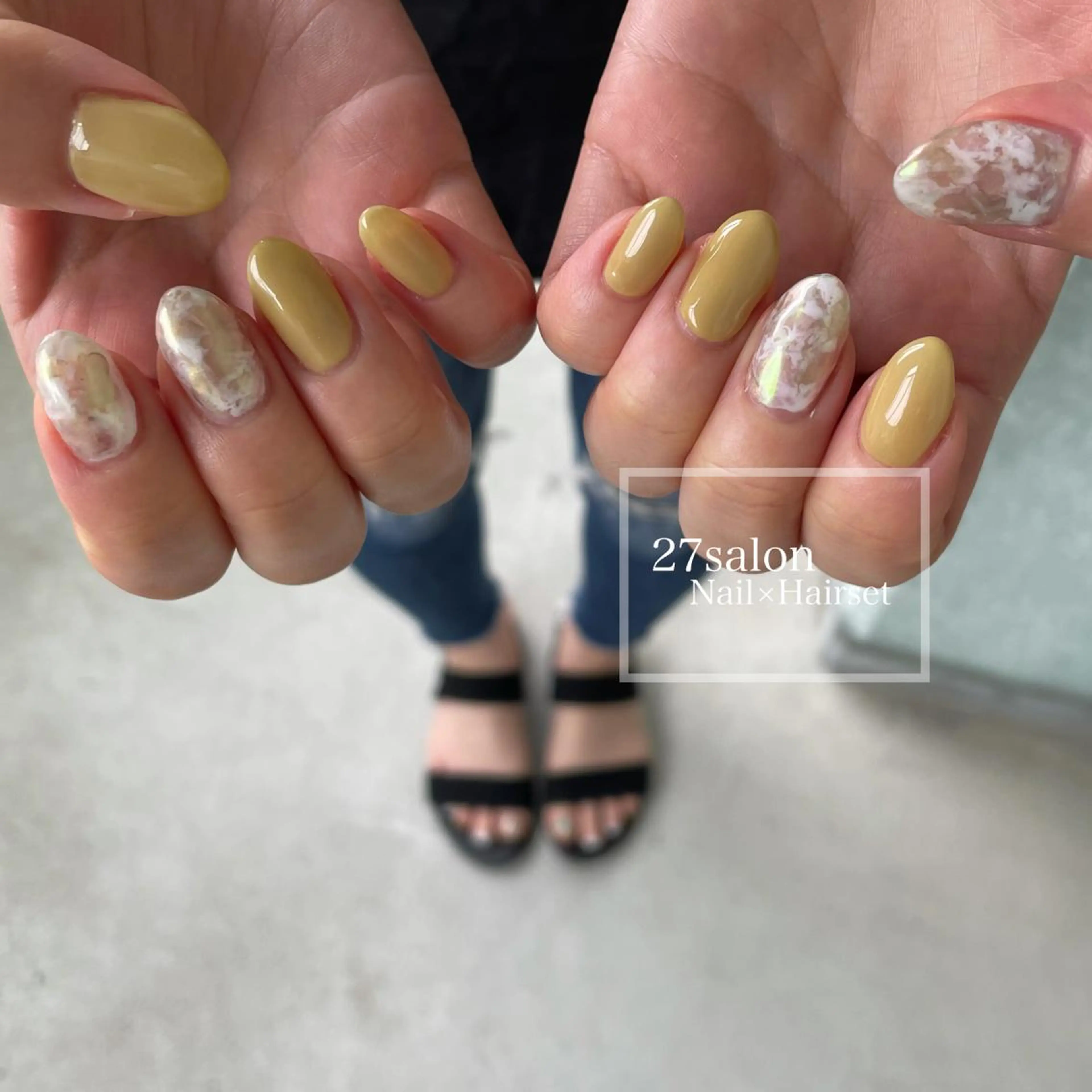 ネイル アートネイル 黄色 27salon yuinaのネイルデザイン