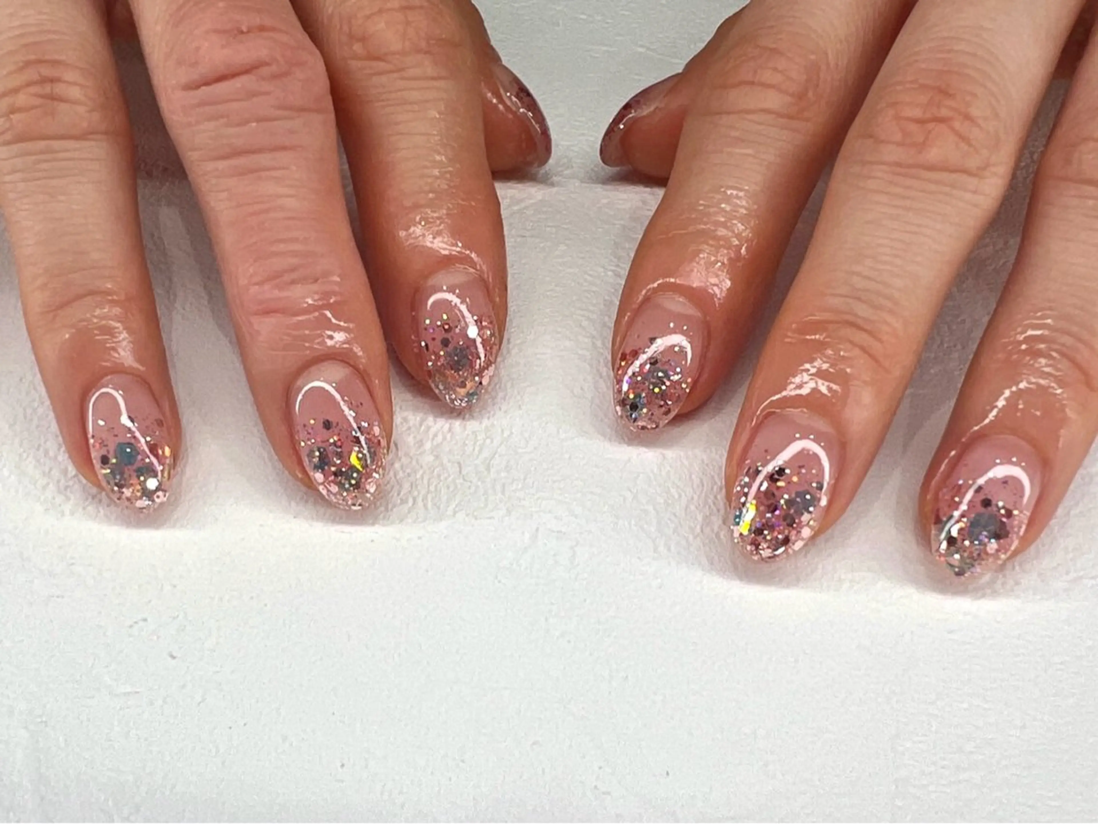 ネイル グラデーション ラメ(グリッター) ラメグラデーション ハンドネイル eyelash& nailsalonMのネイルデザイン