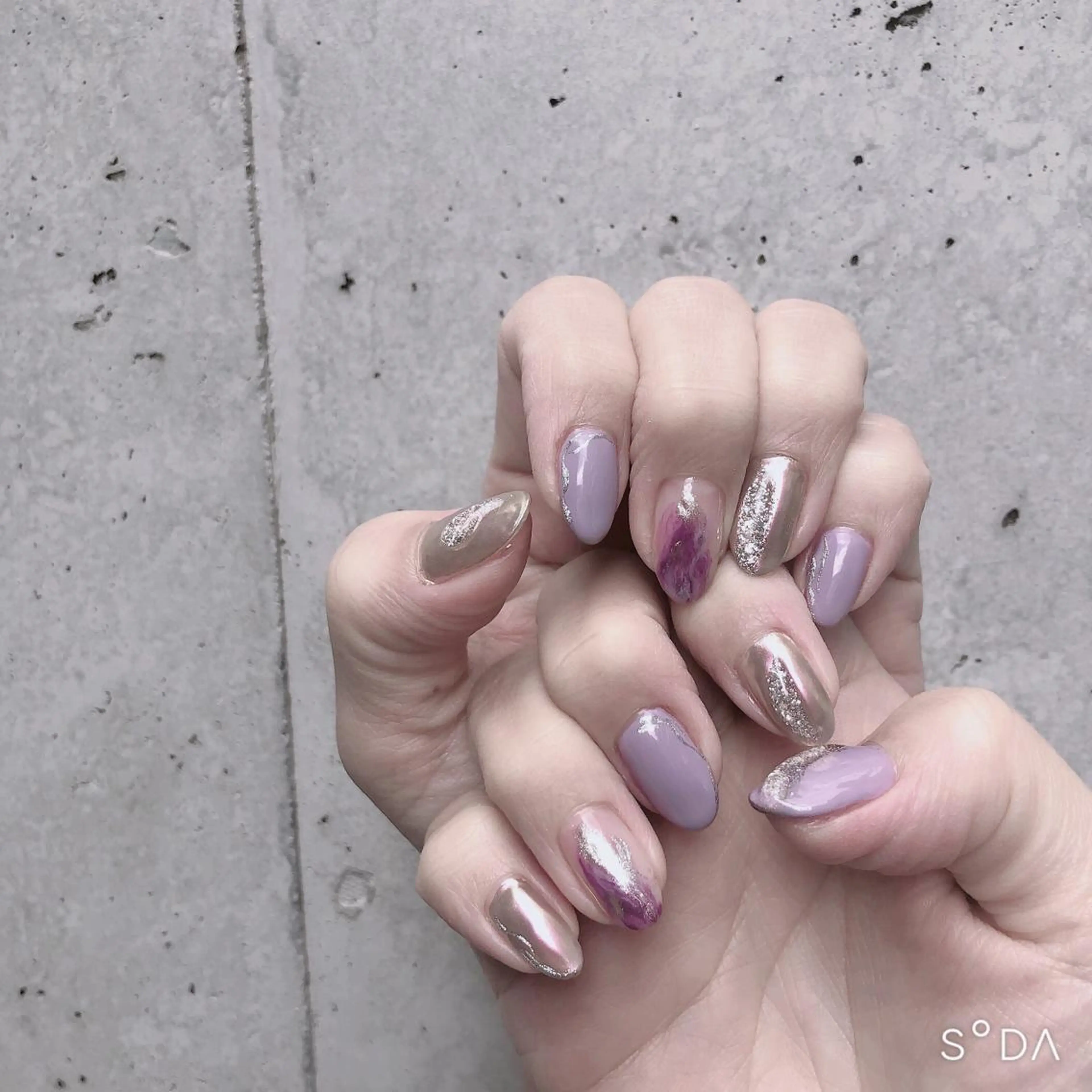 ネイル ラメ(グリッター) ミラーネイル ニュアンスネイル You kyehwaのネイルデザイン