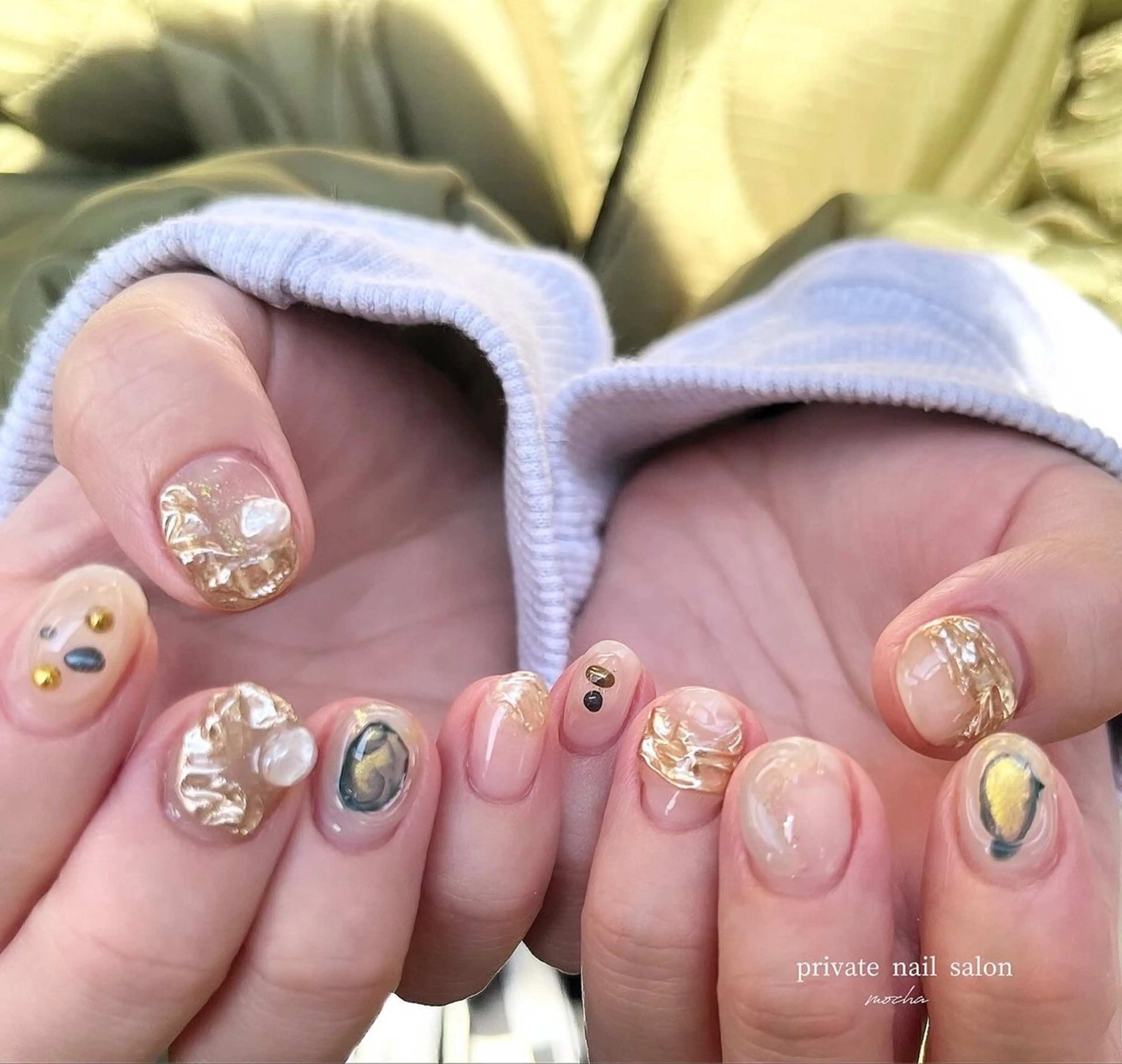 ネイル カジュアル チークネイル フレンチネイル ジェルネイル マグネットネイル ハンドネイル mocha nailのネイルデザイン