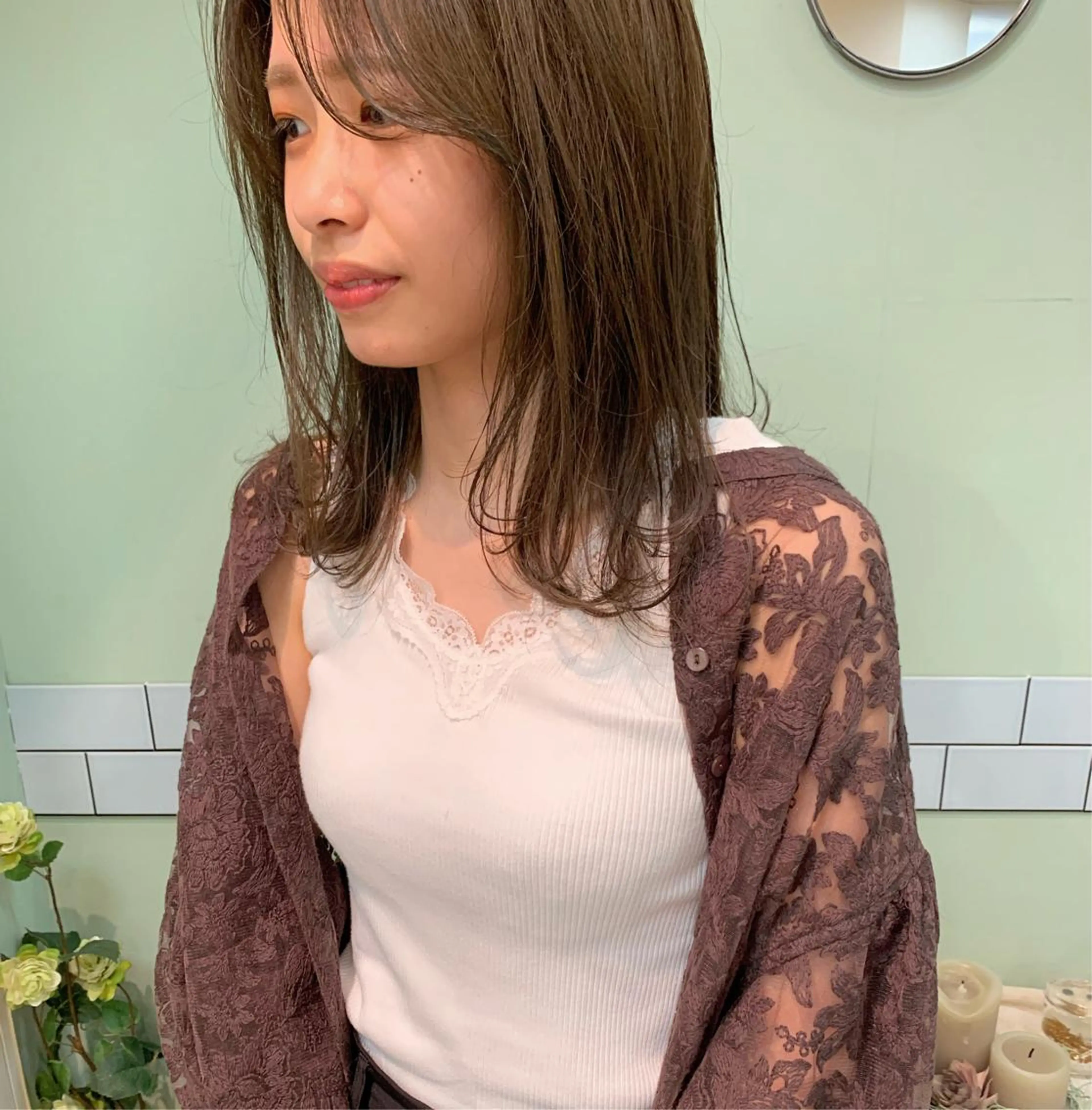 セミロング カラー ベージュカラー ﾊｲﾄｰﾝ/ｼｮｰﾄ 村上淳乃🐥のヘアスタイル