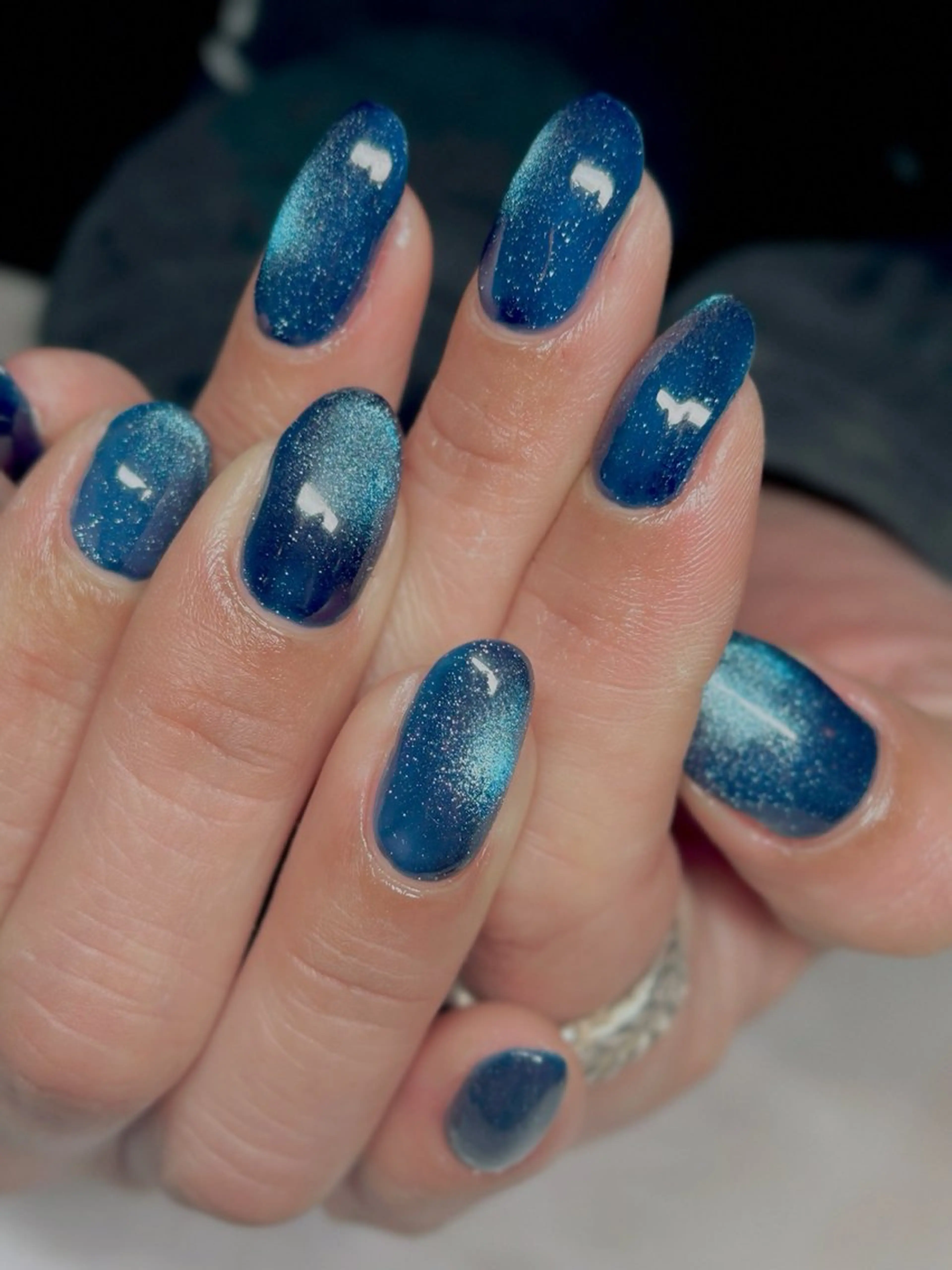 ネイル マグネットネイル ネイビー ハンドネイル AMUCI NAIL Shihomiのネイルデザイン