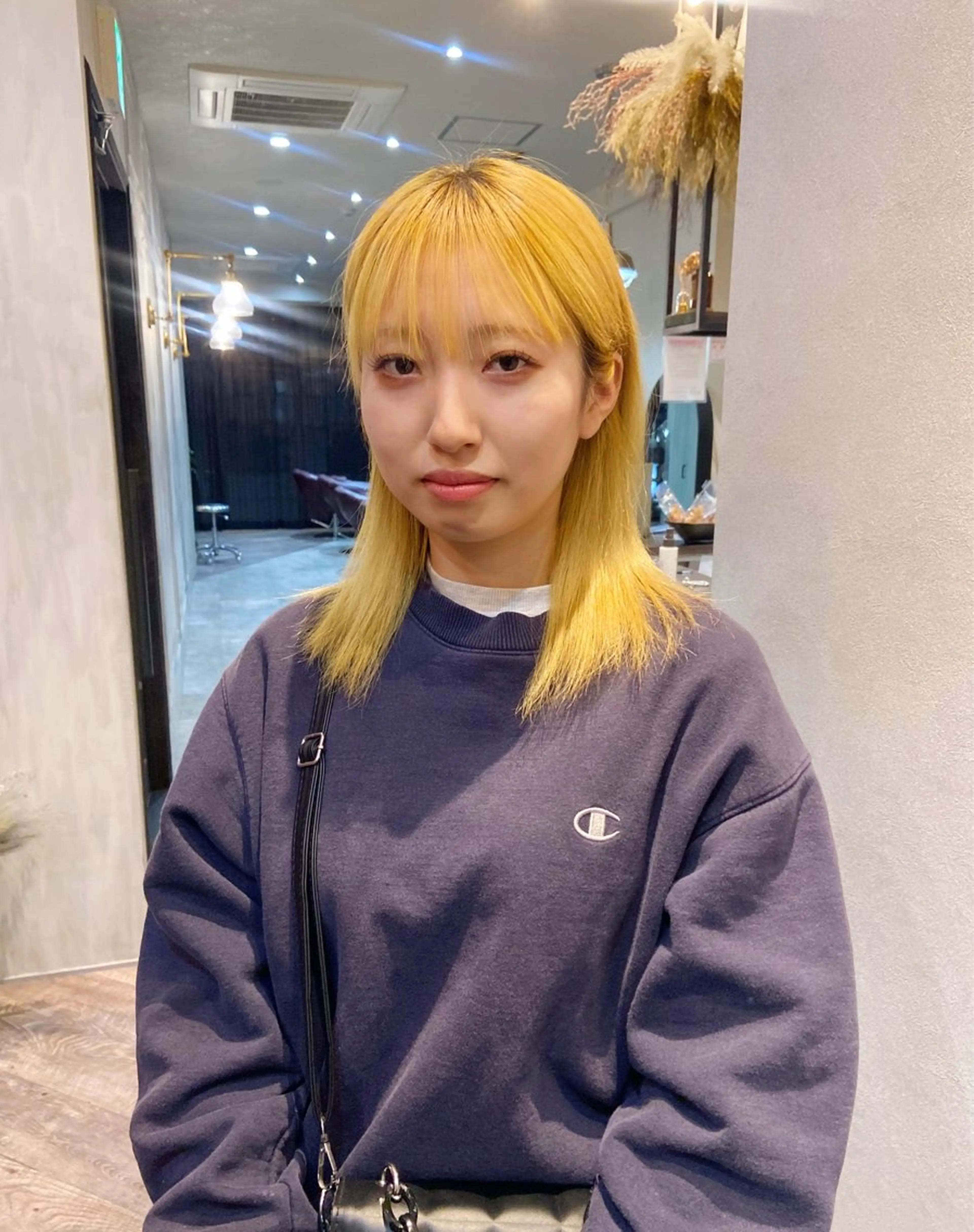 ミディアム カラー イエローカラー デザインパーマ 藤田和樹のヘアスタイル