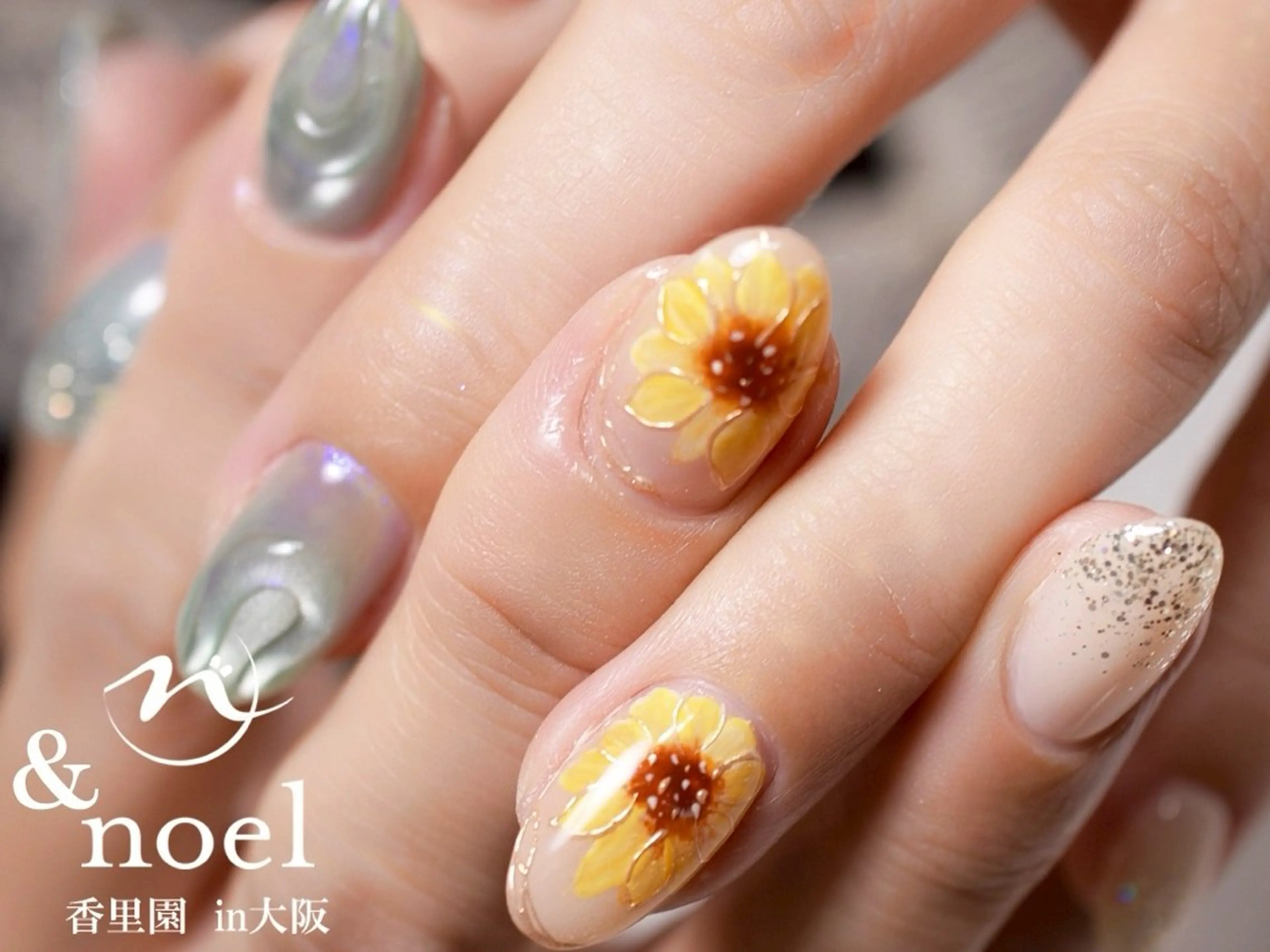 ネイル オーロラネイル クリアネイル ミラーネイル ぷっくりネイル ハンドネイル Nailsalon ＆Noelのネイルデザイン