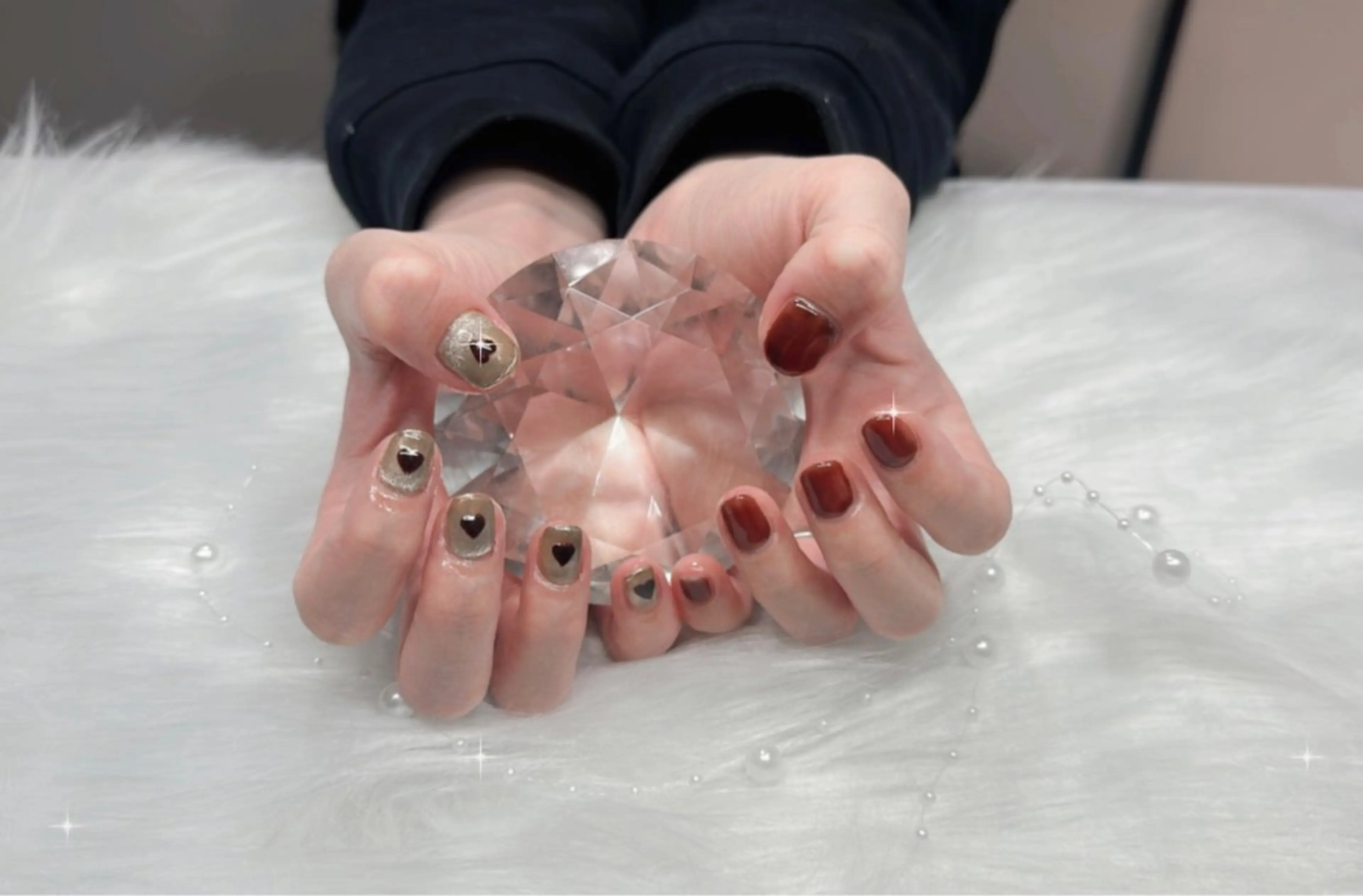 ネイル ハート ミラーネイル 中西 美羽のネイルデザイン