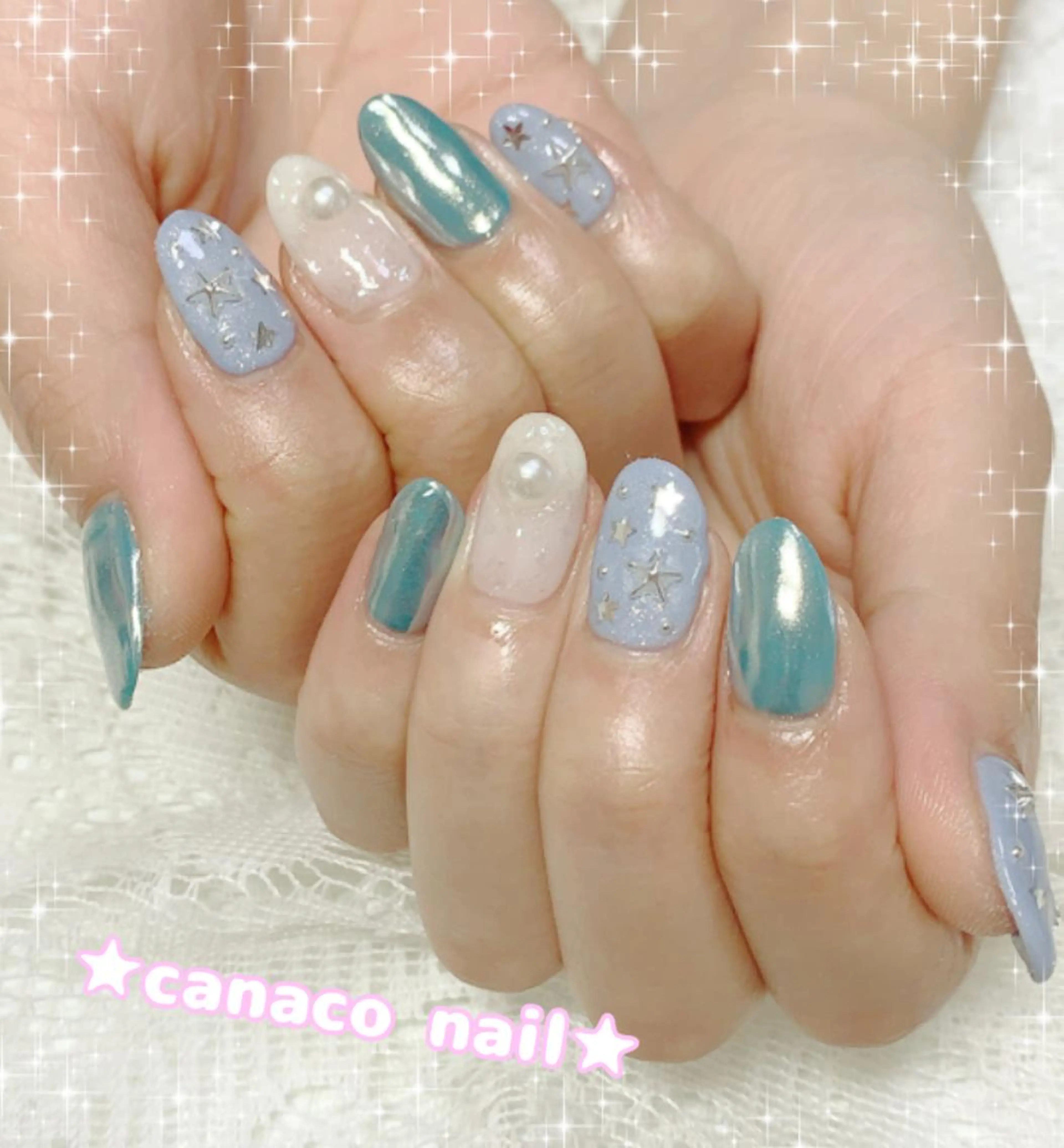 ネイル アートネイル ジェルネイル ミラーネイル パラジェル ストーンネイル ハンドネイル ハンドケア ベテランネイル cnc  nailのネイルデザイン
