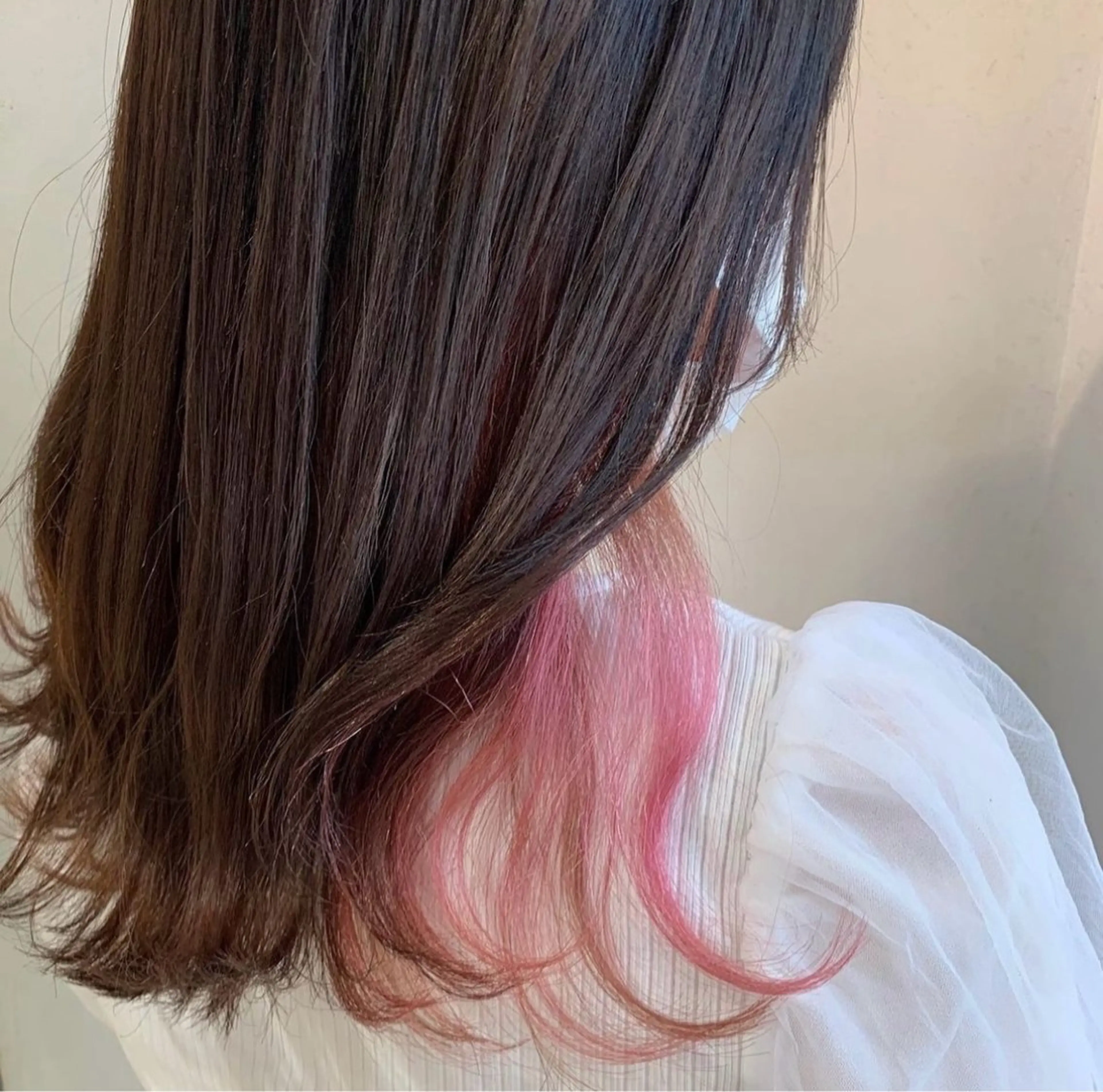 セミロング カラー ❤️ブリーチなし💚 ダブルカラー平野実花のヘアスタイル