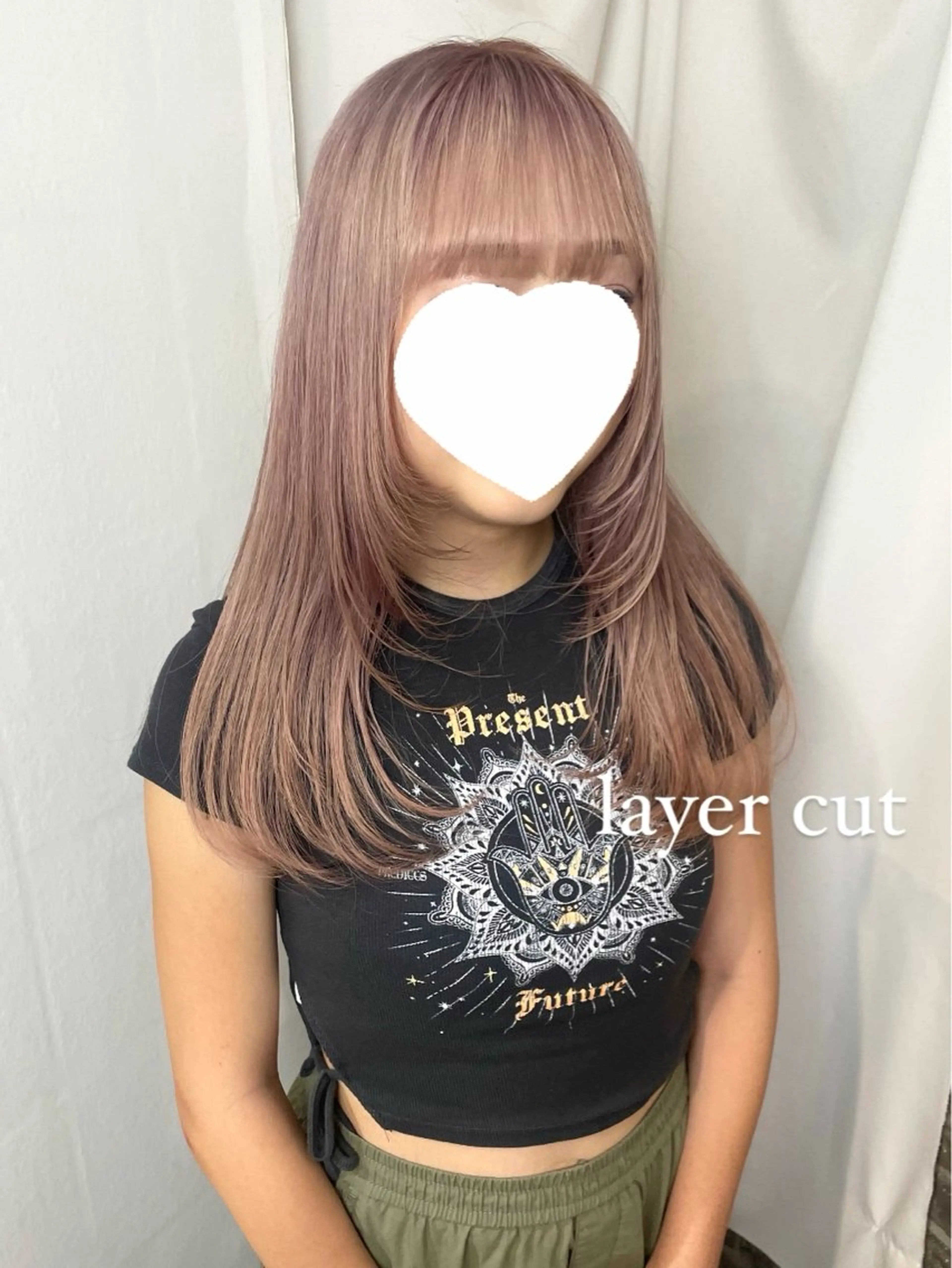 ロング 顔まわりレイヤー 顔周りカット レイヤーカット ロング 🍬kanami 🍬ボブ/暖色カラーのヘアスタイル