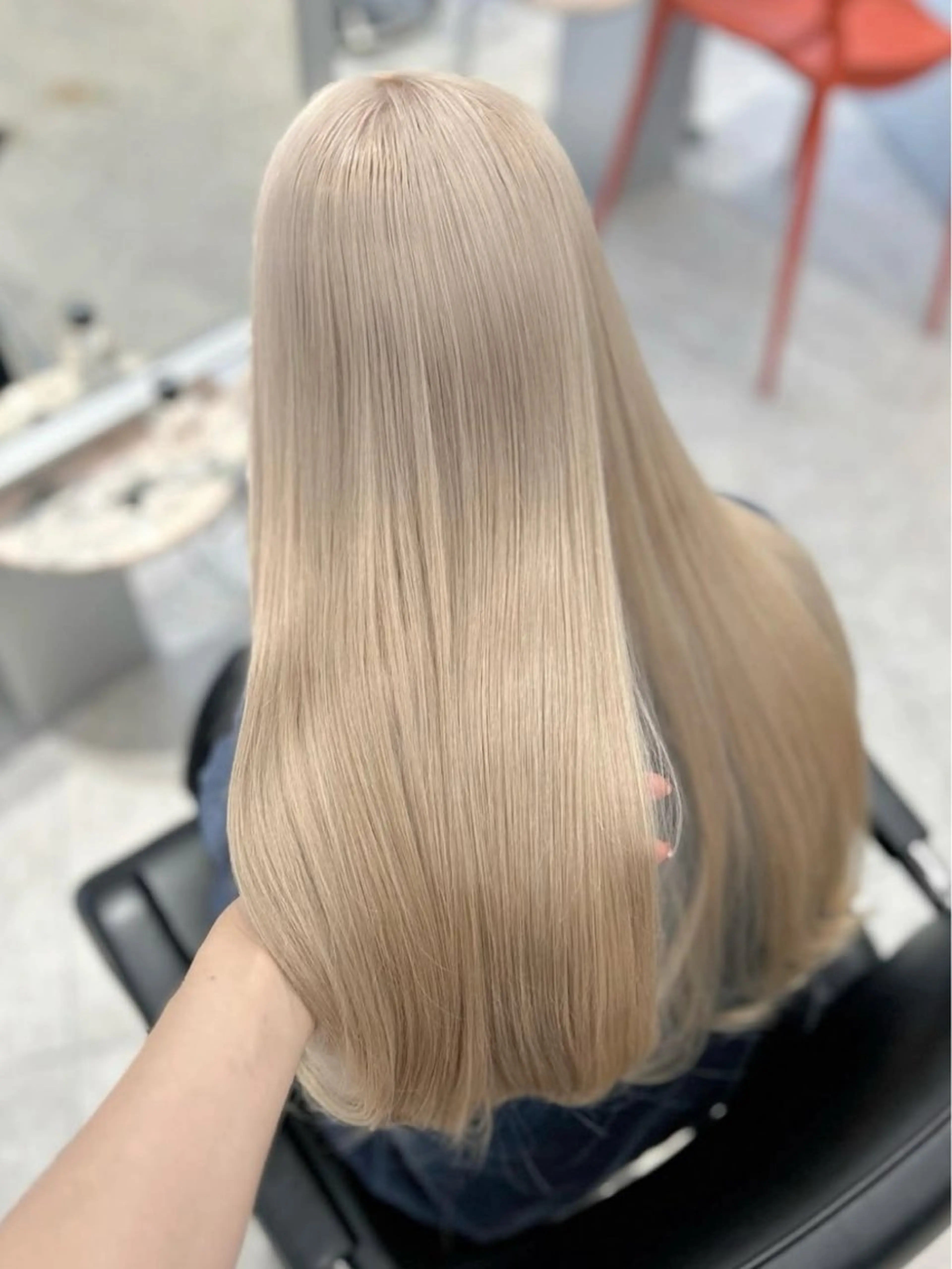 ロング カラー ブリーチ ブロンド ダブルカラー ブリーチなしカラー ピンクカラー ヘアカラー aina/ピンク/ ミルクティー/梅田のヘアスタイル
