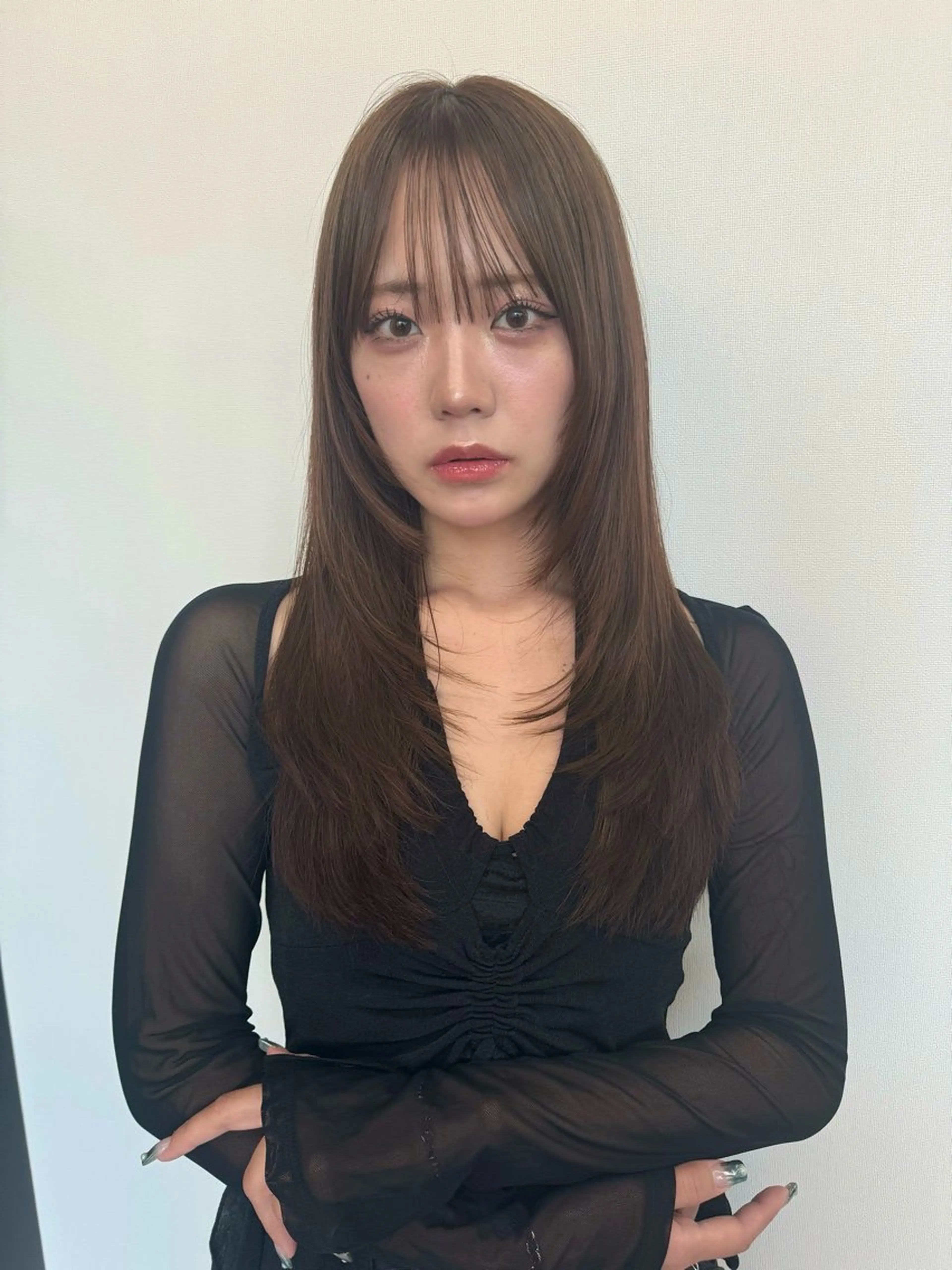 セミロング レイヤーカット ショート/縮毛矯正 虎白のヘアスタイル