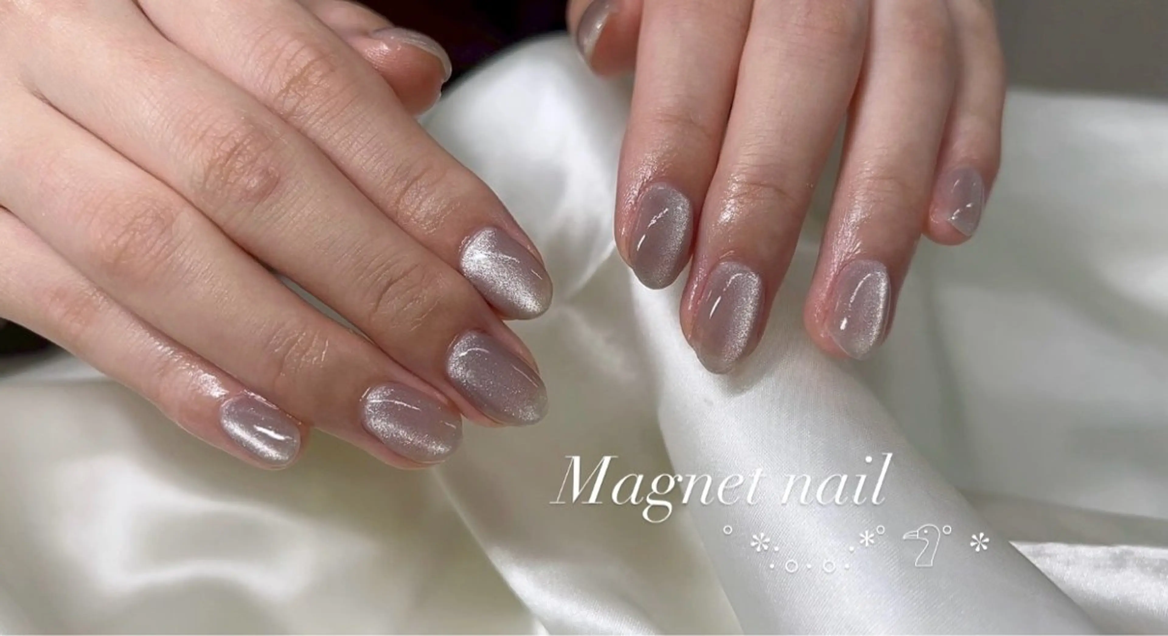 ネイル 韓国ネイル マグネットネイル ワンカラーネイル リボン 春ネイル Moana Oukaのネイルデザイン