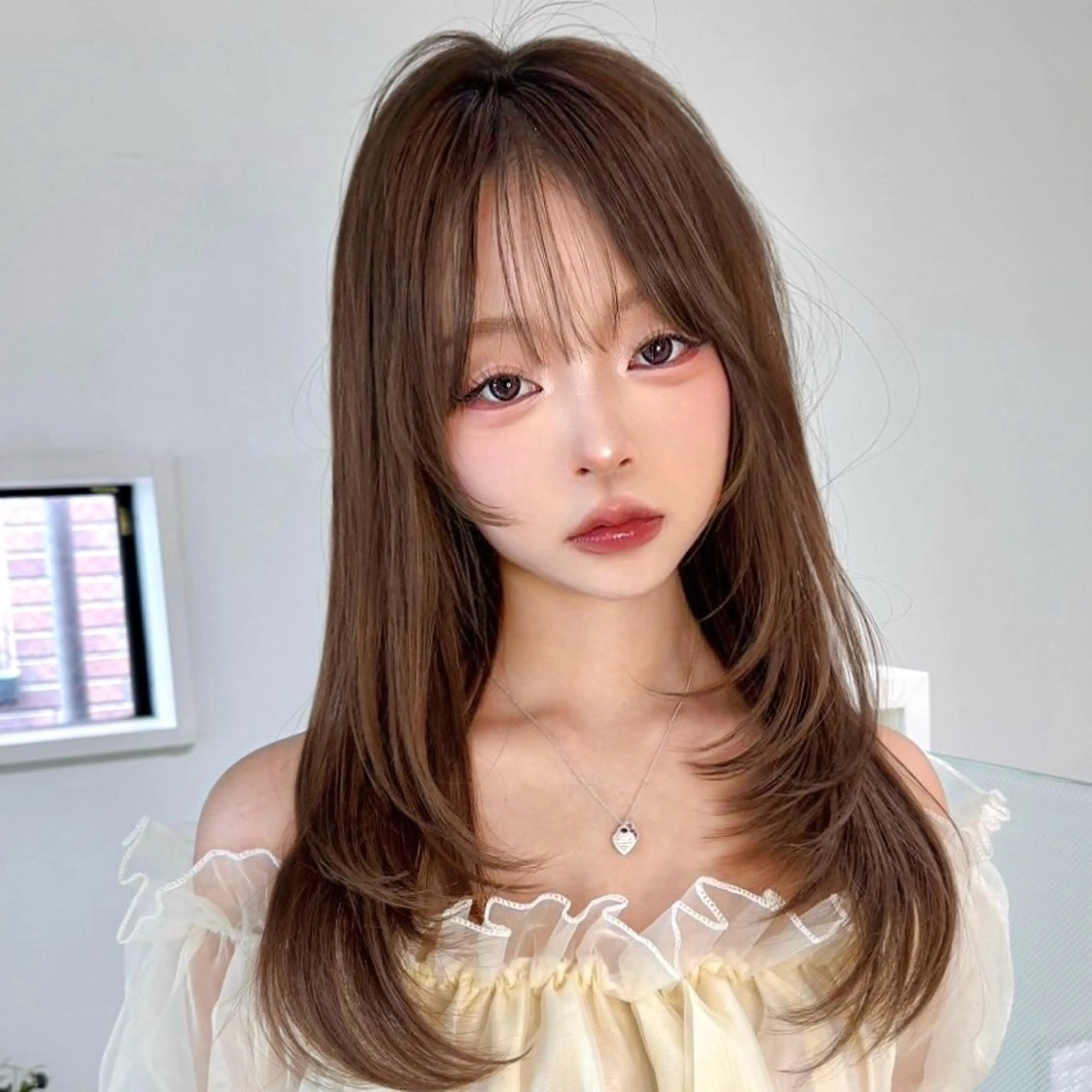 ロング くびれヘア 顔周りカット 韓国風ヘア 小顔カット カット ヘアカラー トリートメント 🤍aimi🤍 ウルフ/韓国ヘアのヘアスタイル