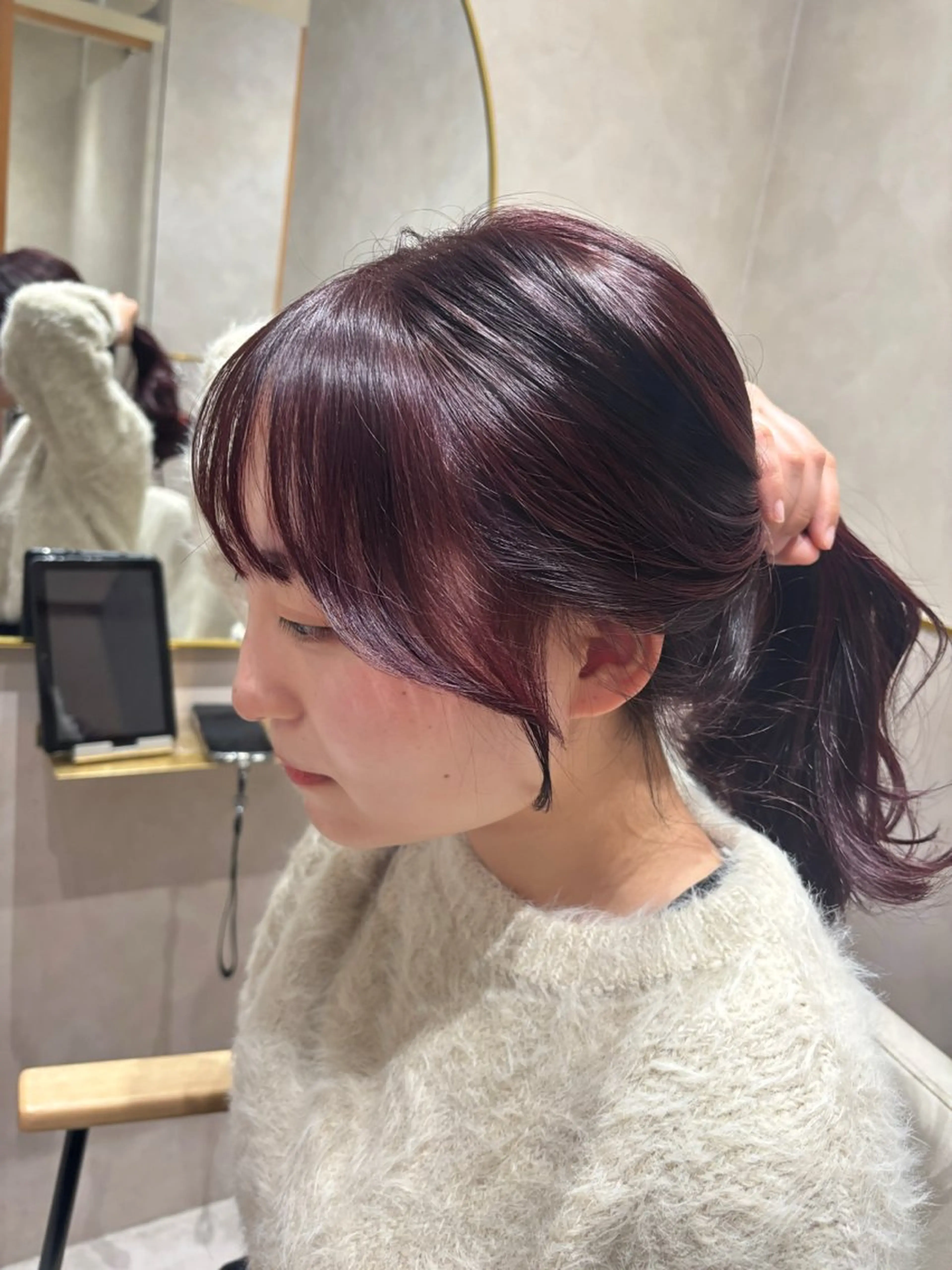 セミロング 韓国風ヘア レイヤーカット カット ヘアカラー 高槻No. 1レイヤ ーカット🇰🇷白石のヘアスタイル