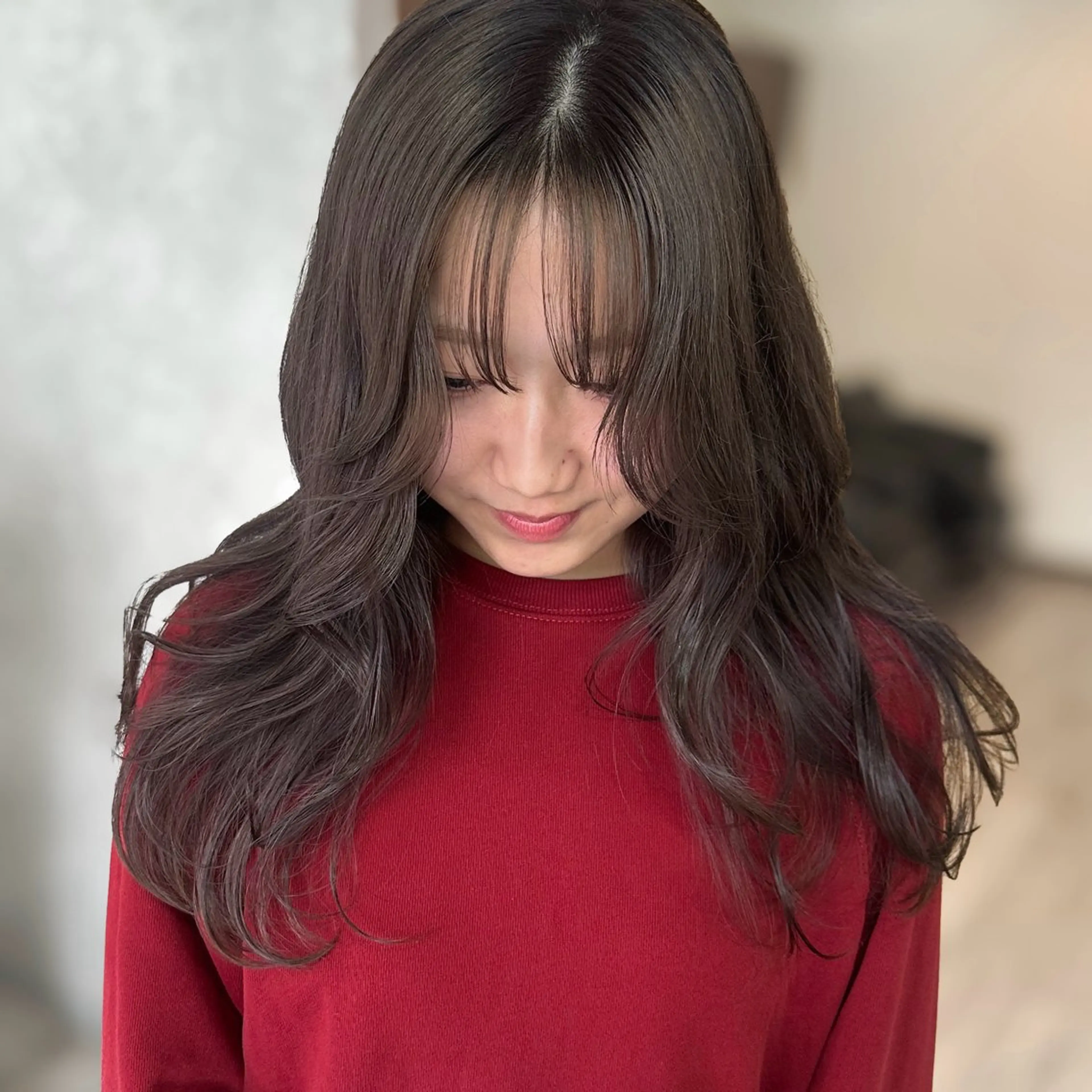 ロング カラー グレージュ モカグレージュ 韓国風ヘア レイヤーカット カット ヘアカラー トリートメント レイヤー/高橋 みく /池下/千種のヘアスタイル