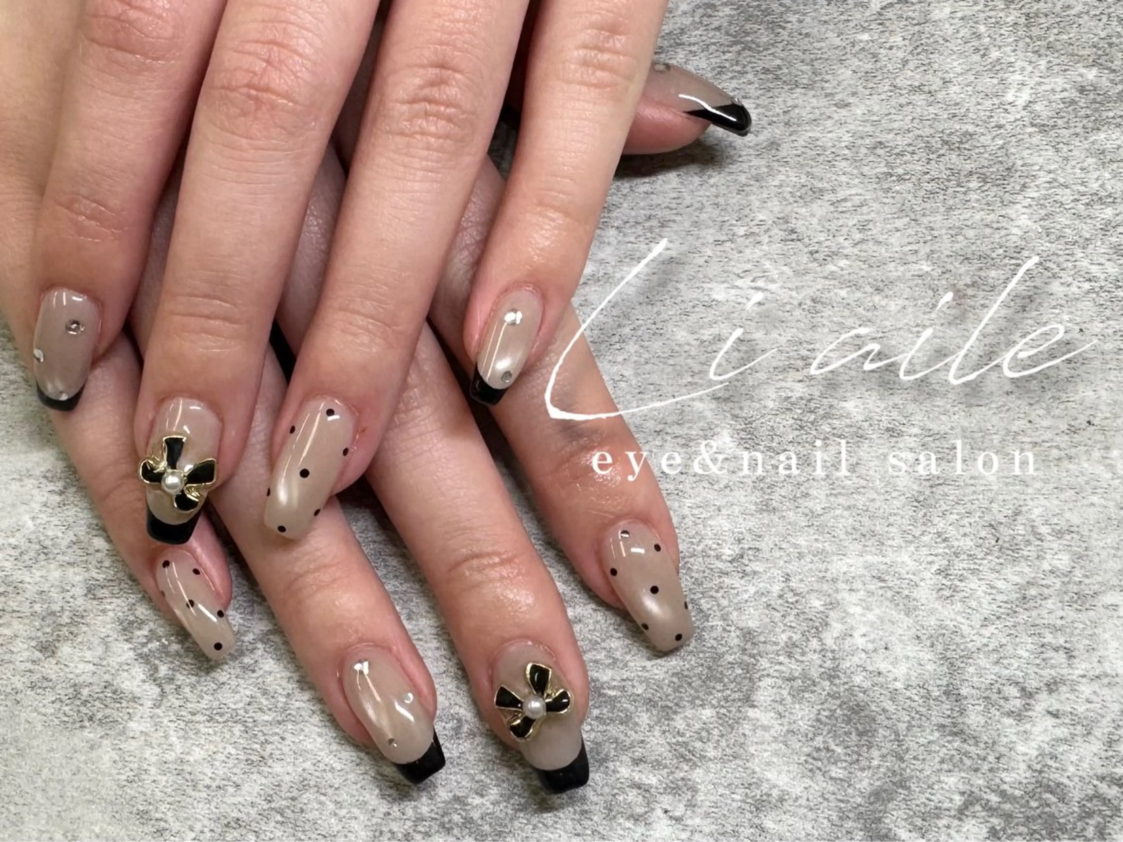 ネイル 持ち込み リボン Li aile eye&nail 上本町店所属・Li aile Aikaのネイルデザイン