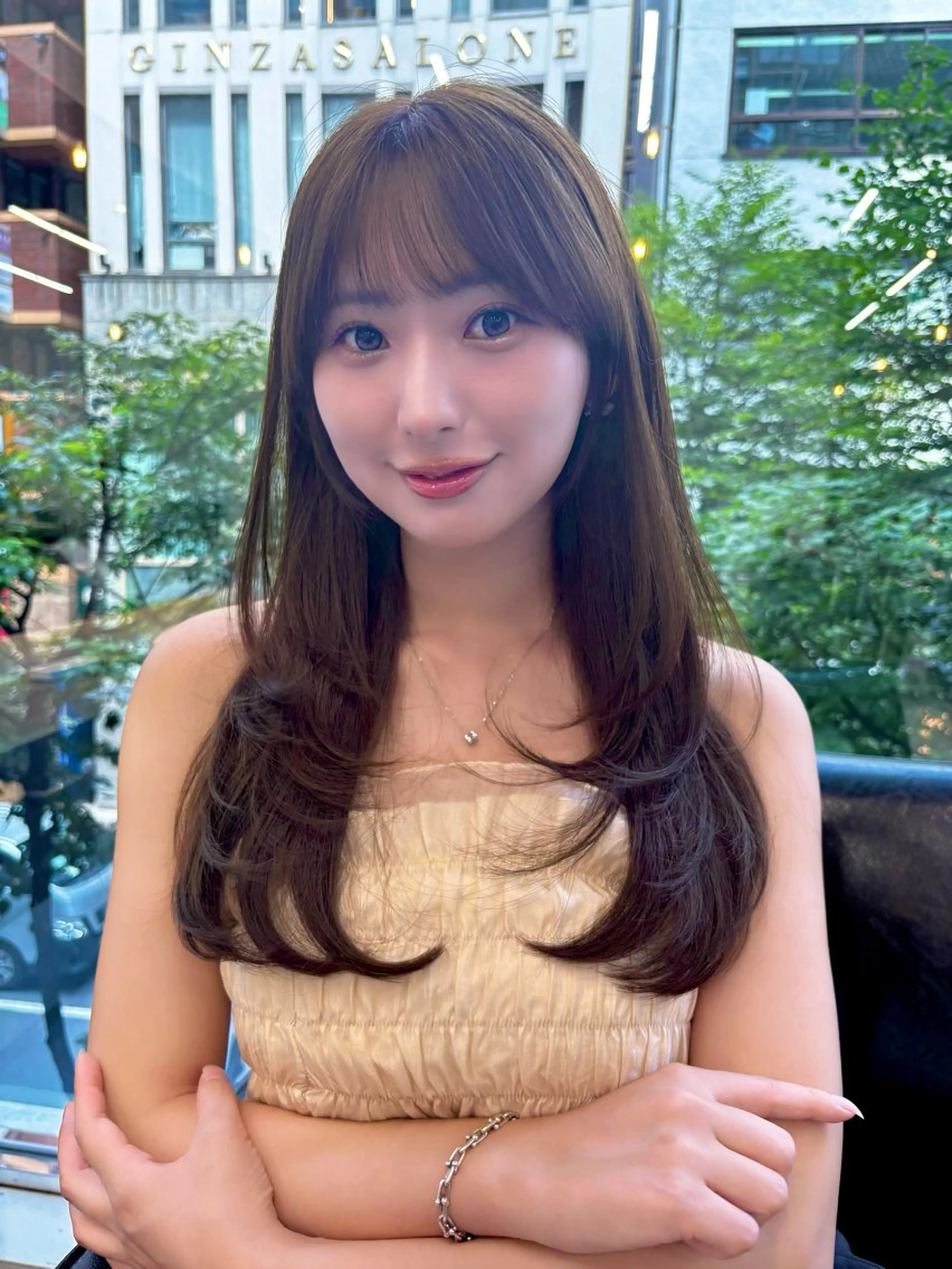 セミロング ワンカールレイヤー 顔周り☺︎shunのヘアスタイル