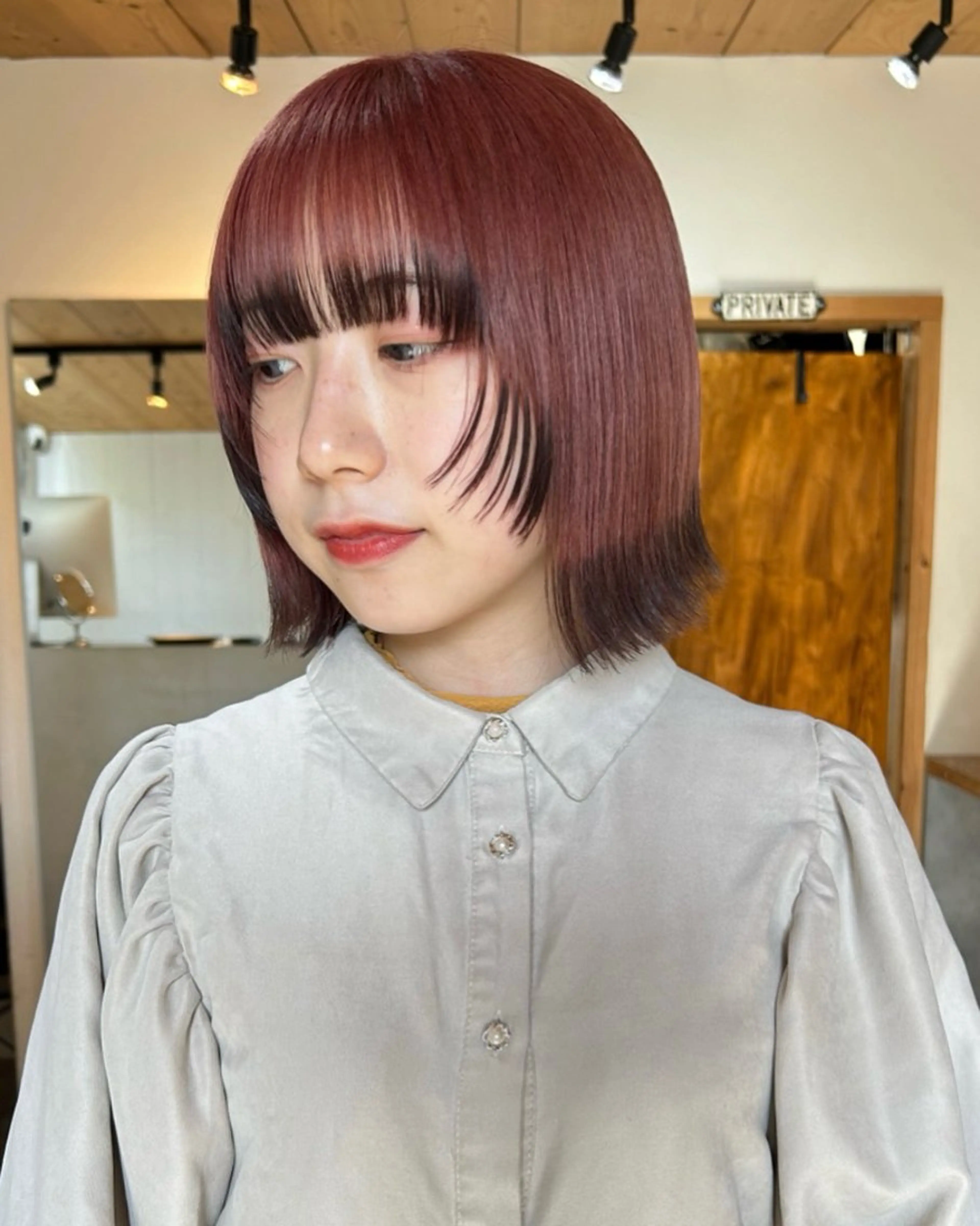 ミディアム カラー メンズ ピンクカラー カット ヘアカラー トリートメント 🧸艶々韓国ヘア 🧁mizunaのヘアスタイル