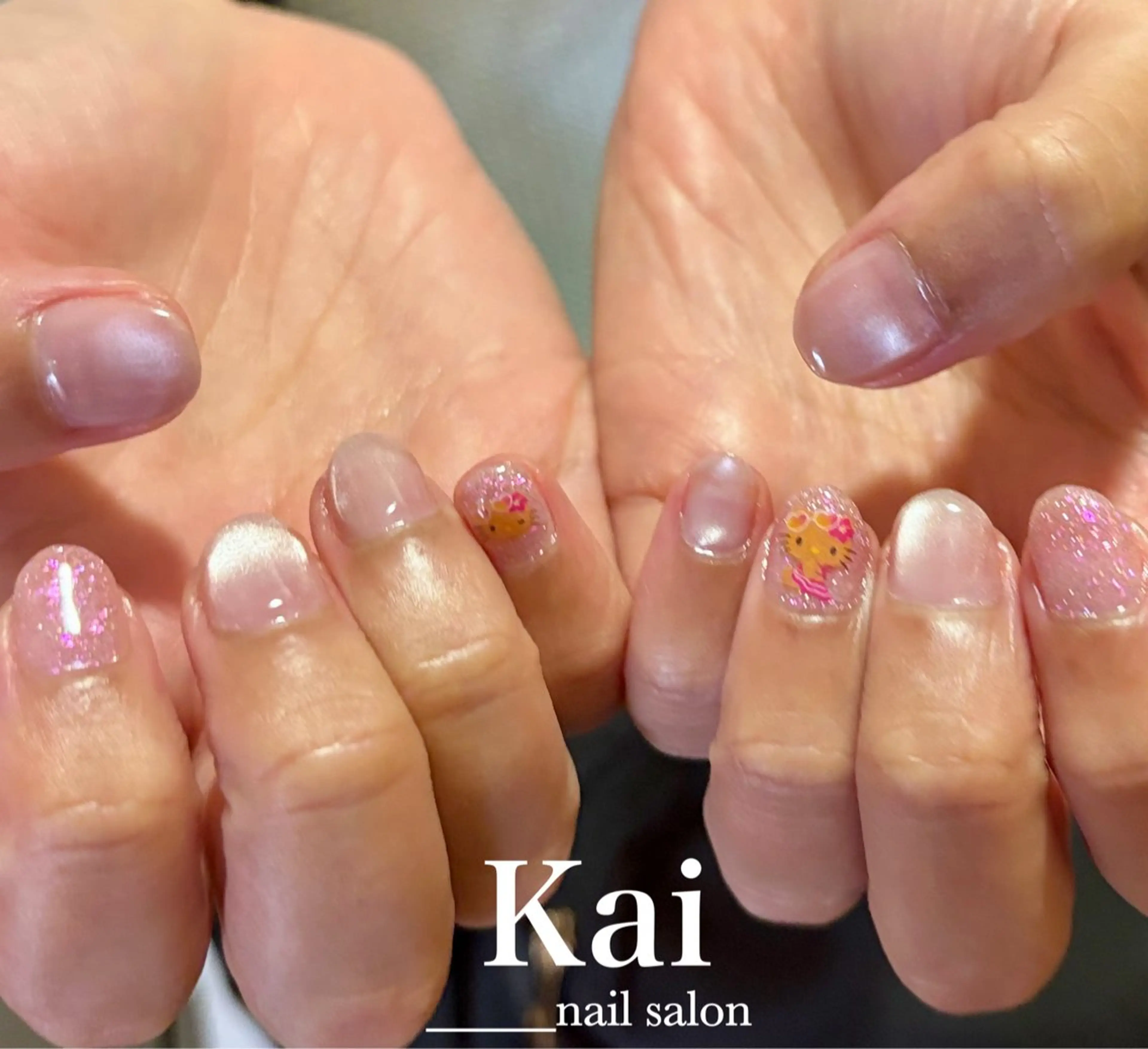 ネイル フラッシュネイル マグネットネイル ピンク ハンドネイル Kai  nail Mayukoのネイルデザイン