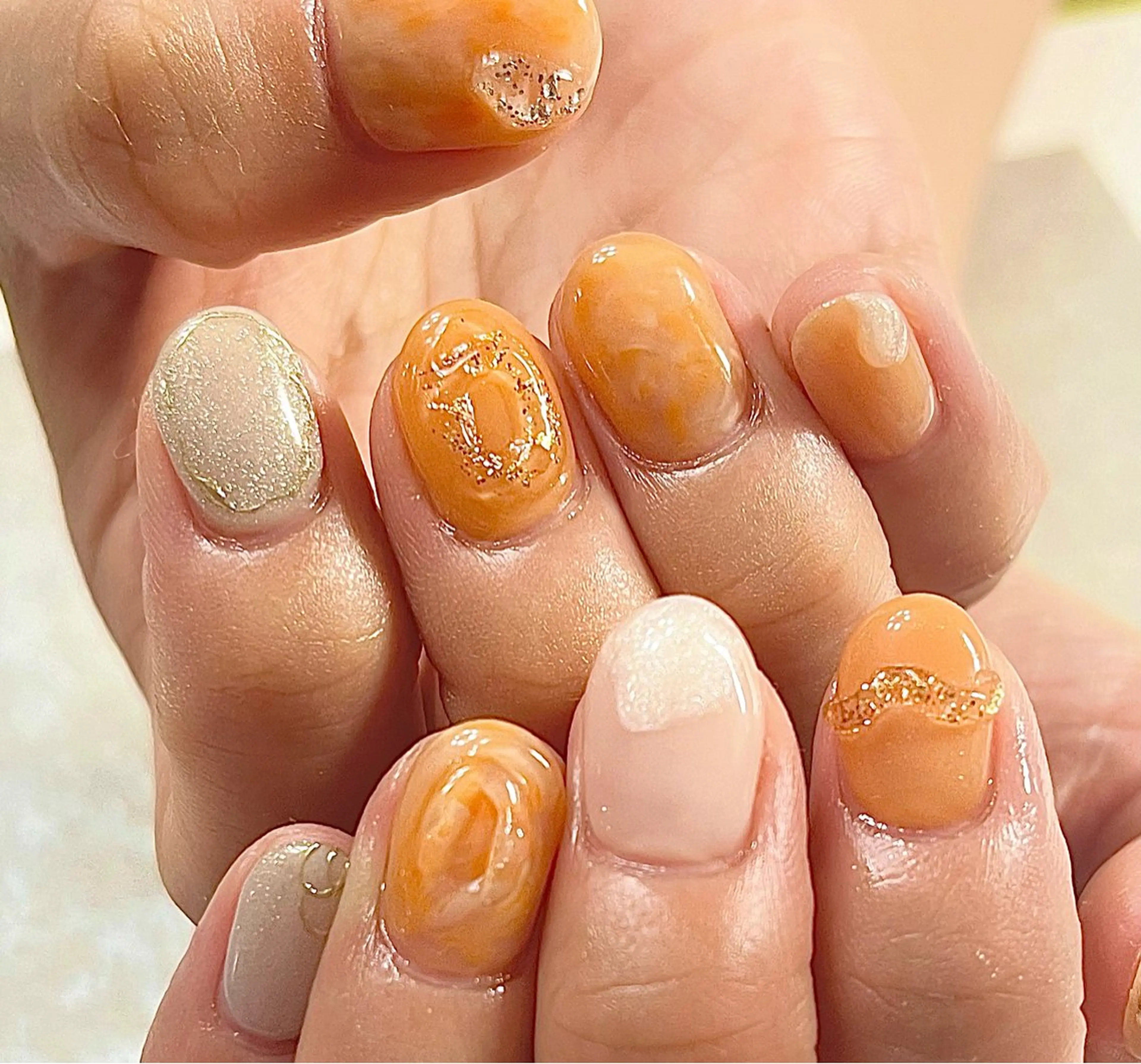 ネイル 大理石ネイル(マーブル) ミラーネイル 持ち込み ニュアンスネイル 夏ネイル ハンドネイル ネイルサロン ミールのネイルデザイン