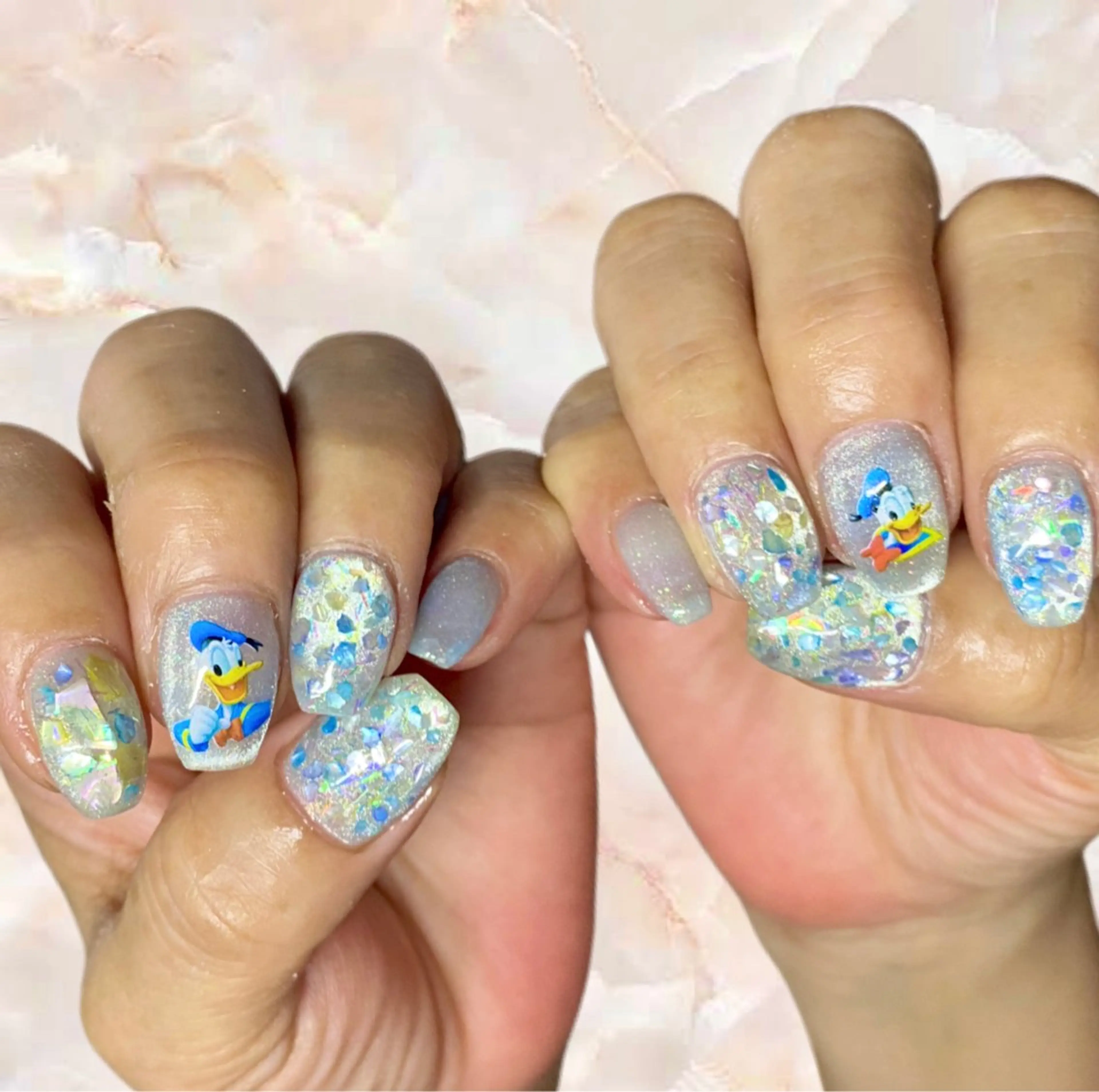 ネイル アートネイル 水色 マグネットネイル 足立区　五反野 自宅サロンのネイルデザイン