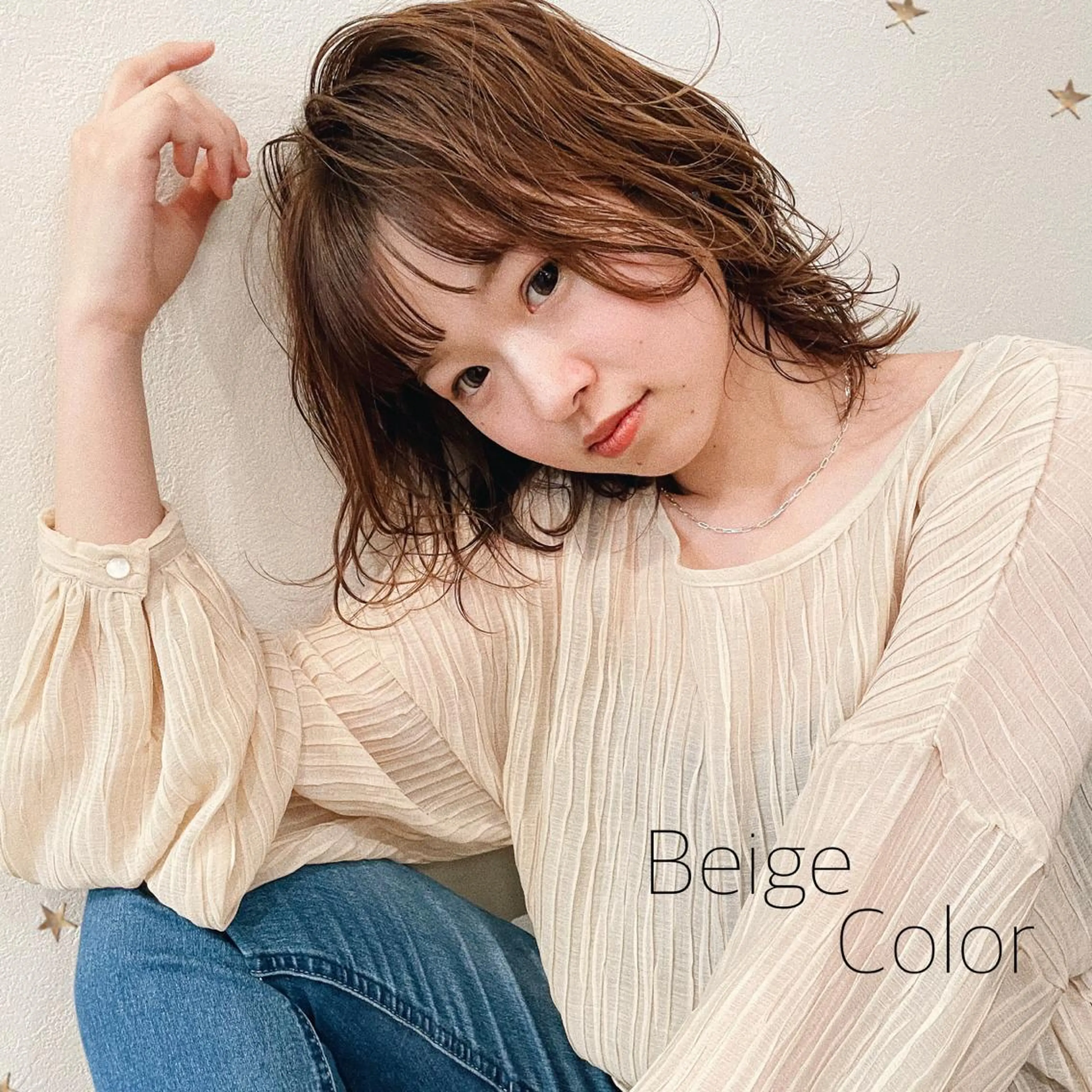 ミディアム カラー カット ヘアカラー 市川 千夏のヘアスタイル