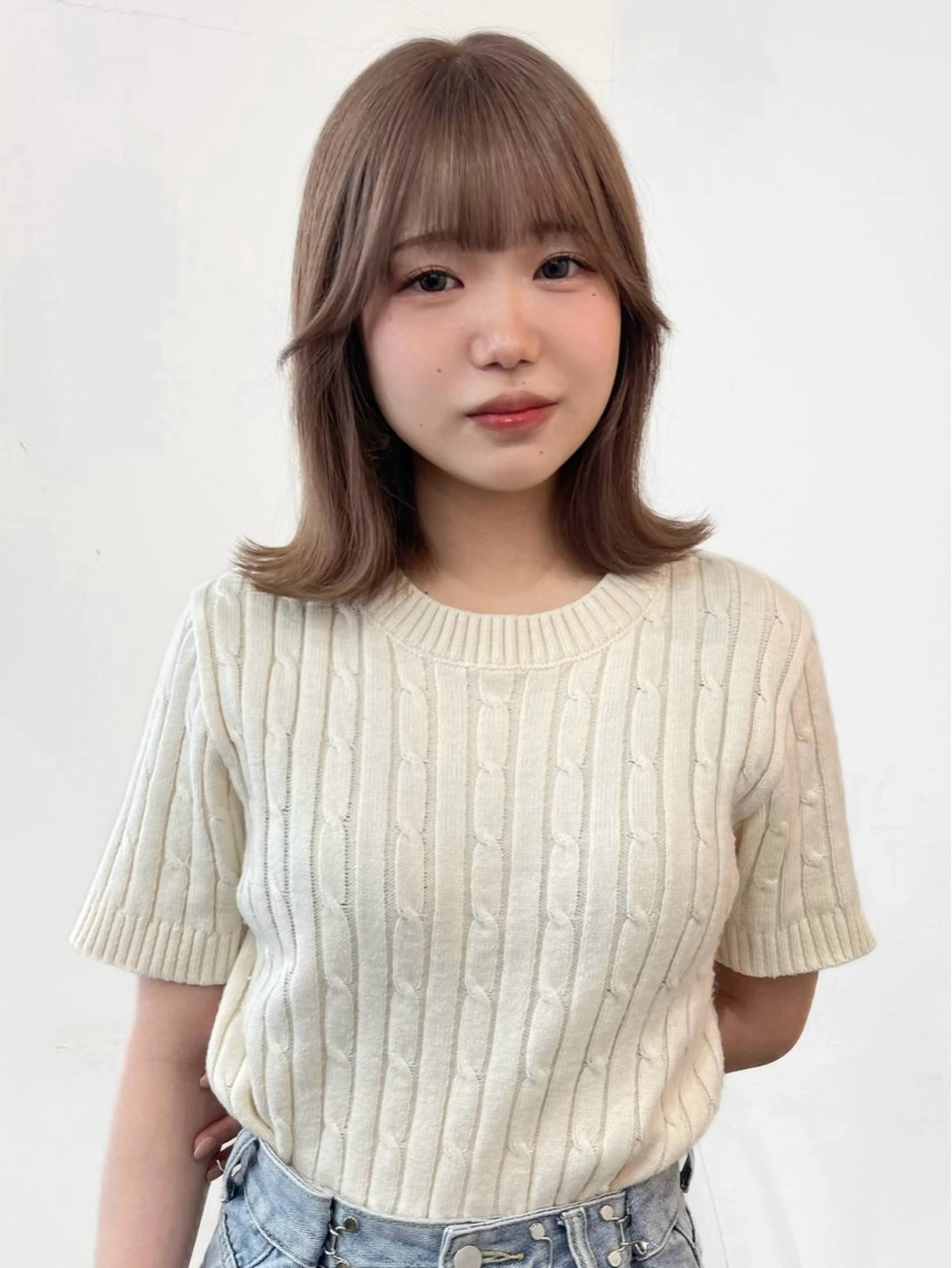 ミディアム ヘアカラー トリートメント キダアヤカ/ 梅田/ベージュカラーのヘアスタイル