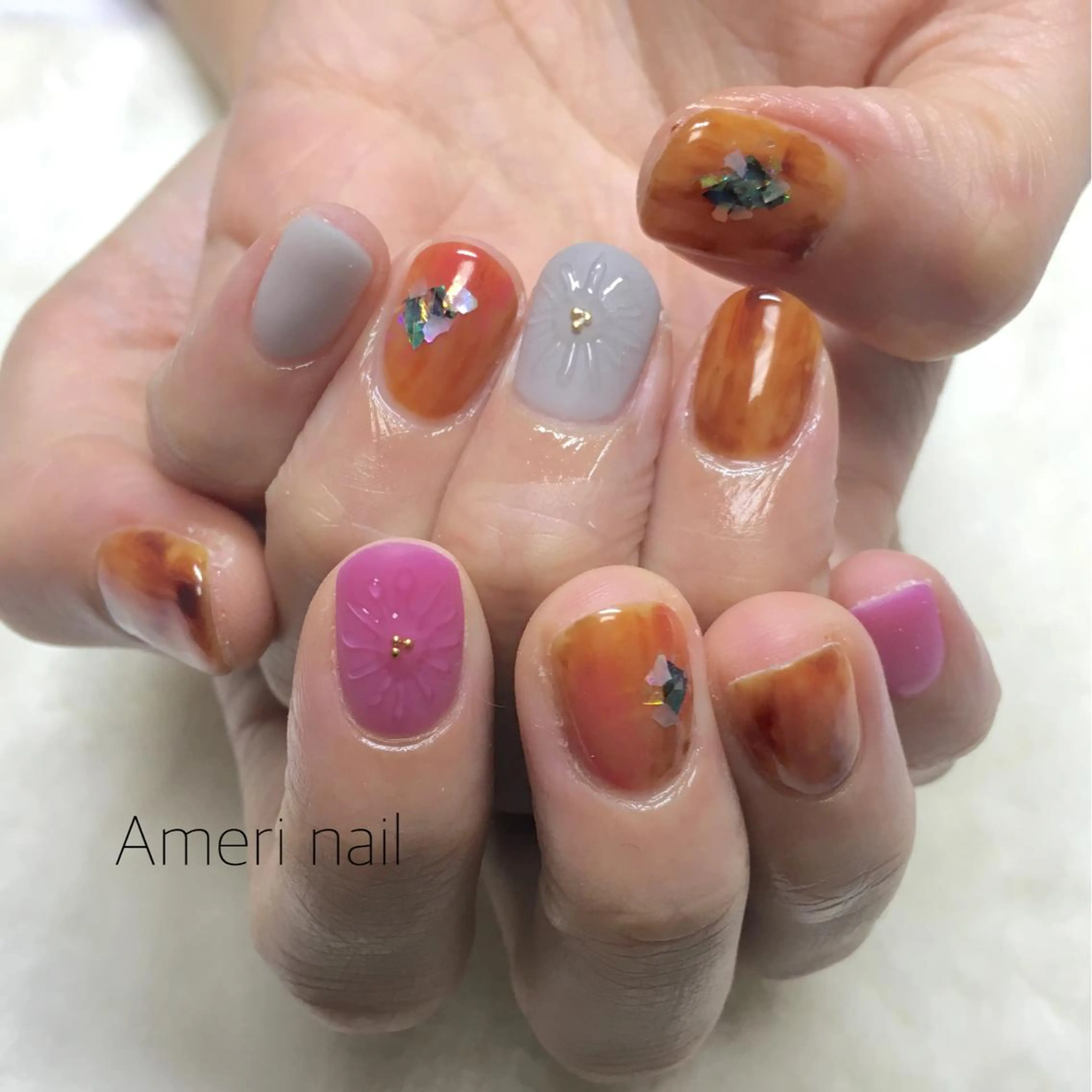 ネイル べっ甲ネイル マットネイル Ameri nail /UKIのネイルデザイン