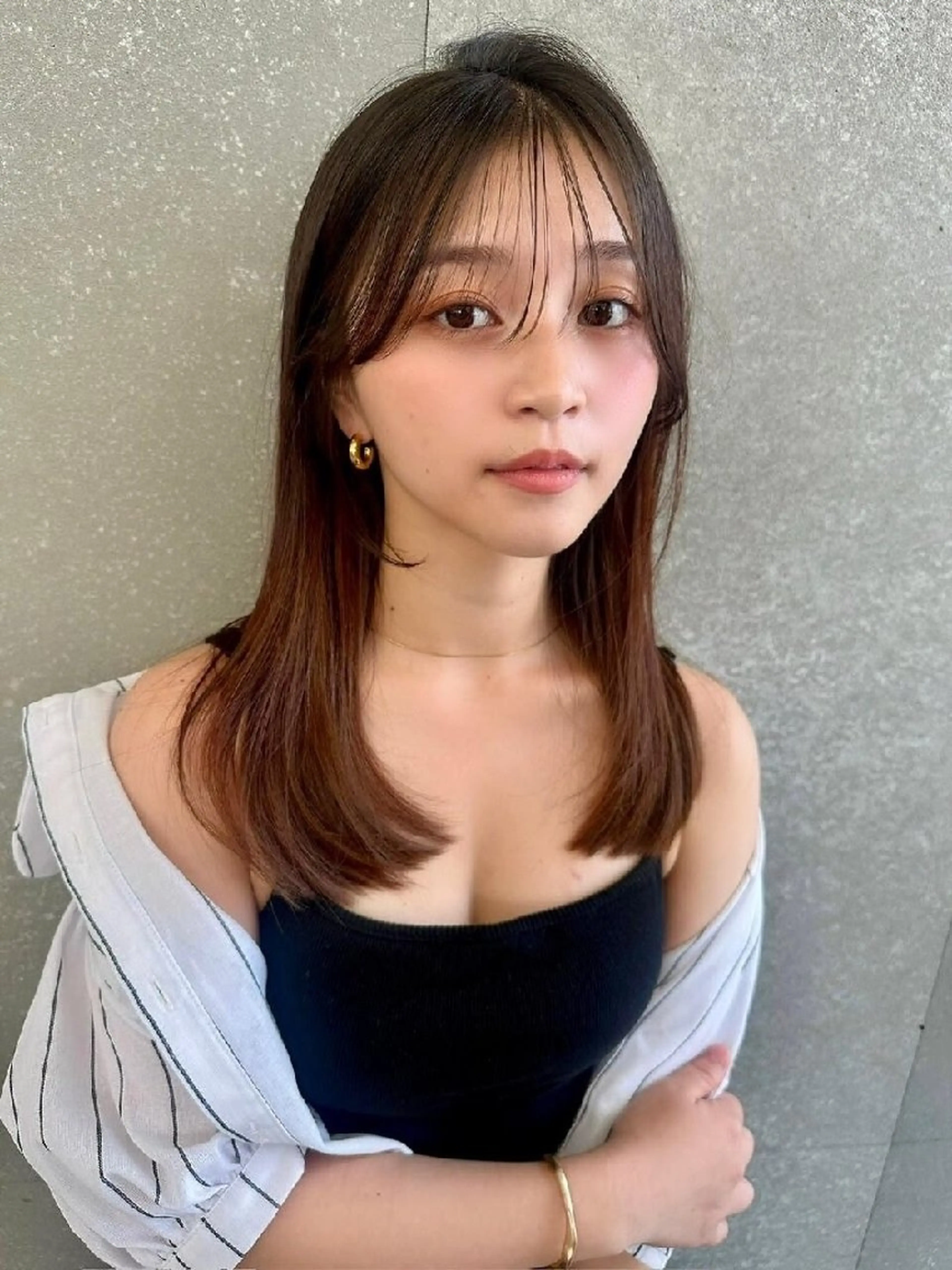 カラー ロング カット ヘアカラー トリートメント Lond Roleのヘアスタイル