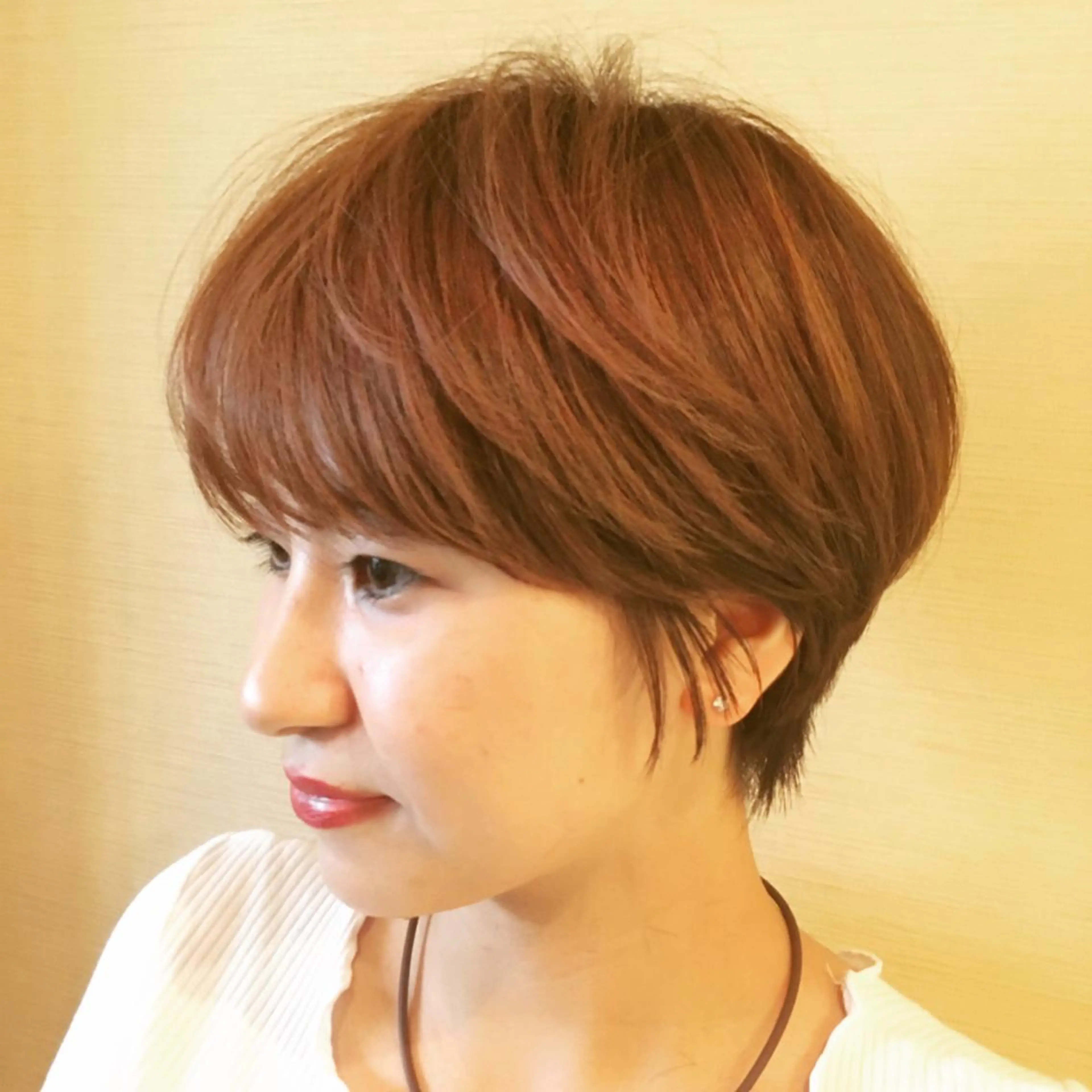 ショート カラー ベージュカラー オレンジ オレンジベージュ 小酒井 智洋のヘアスタイル