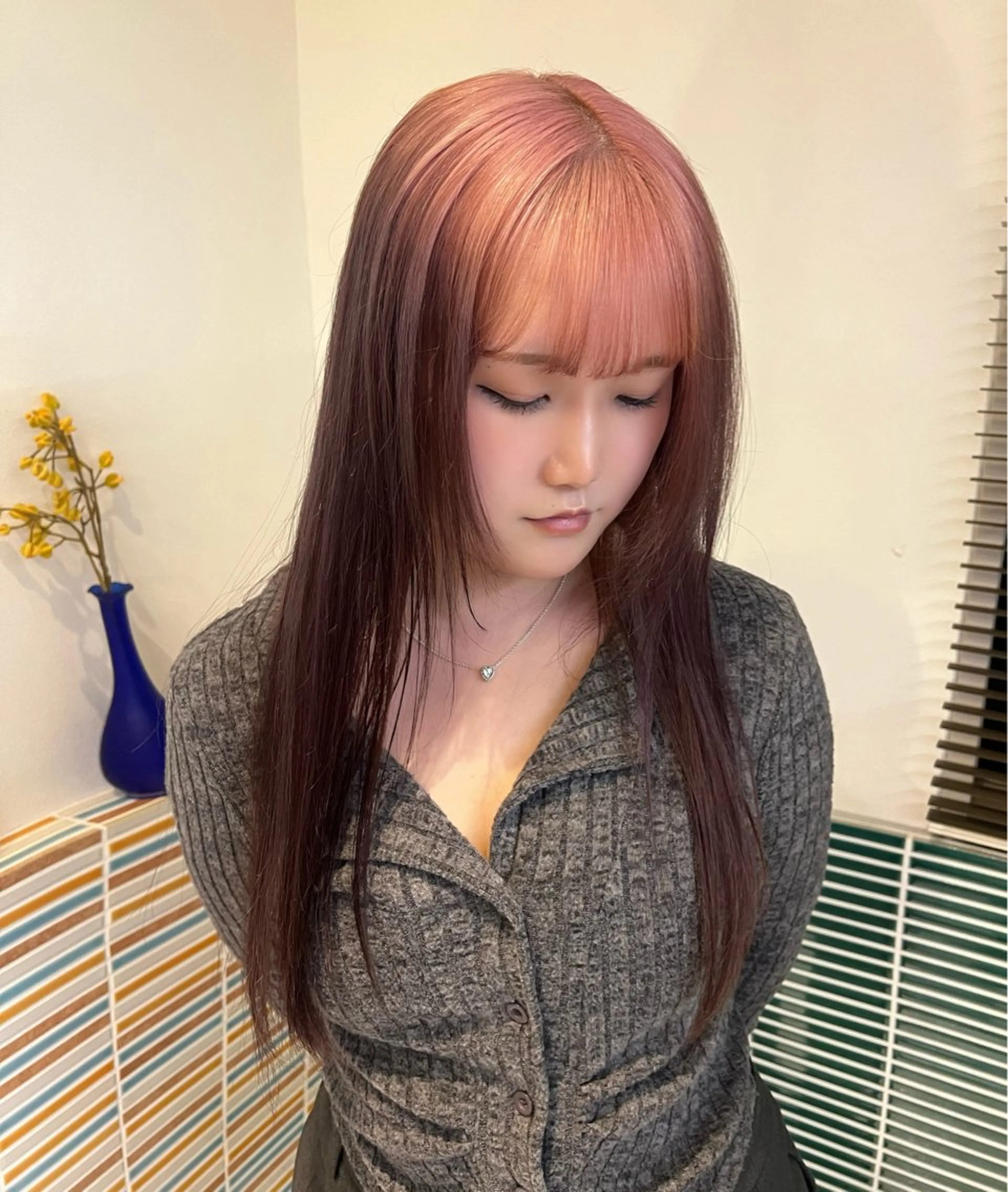 ロング カラー ヘアアレンジ ヘアカラー ハイトーン/縮毛矯正 /梅田/みほのヘアスタイル