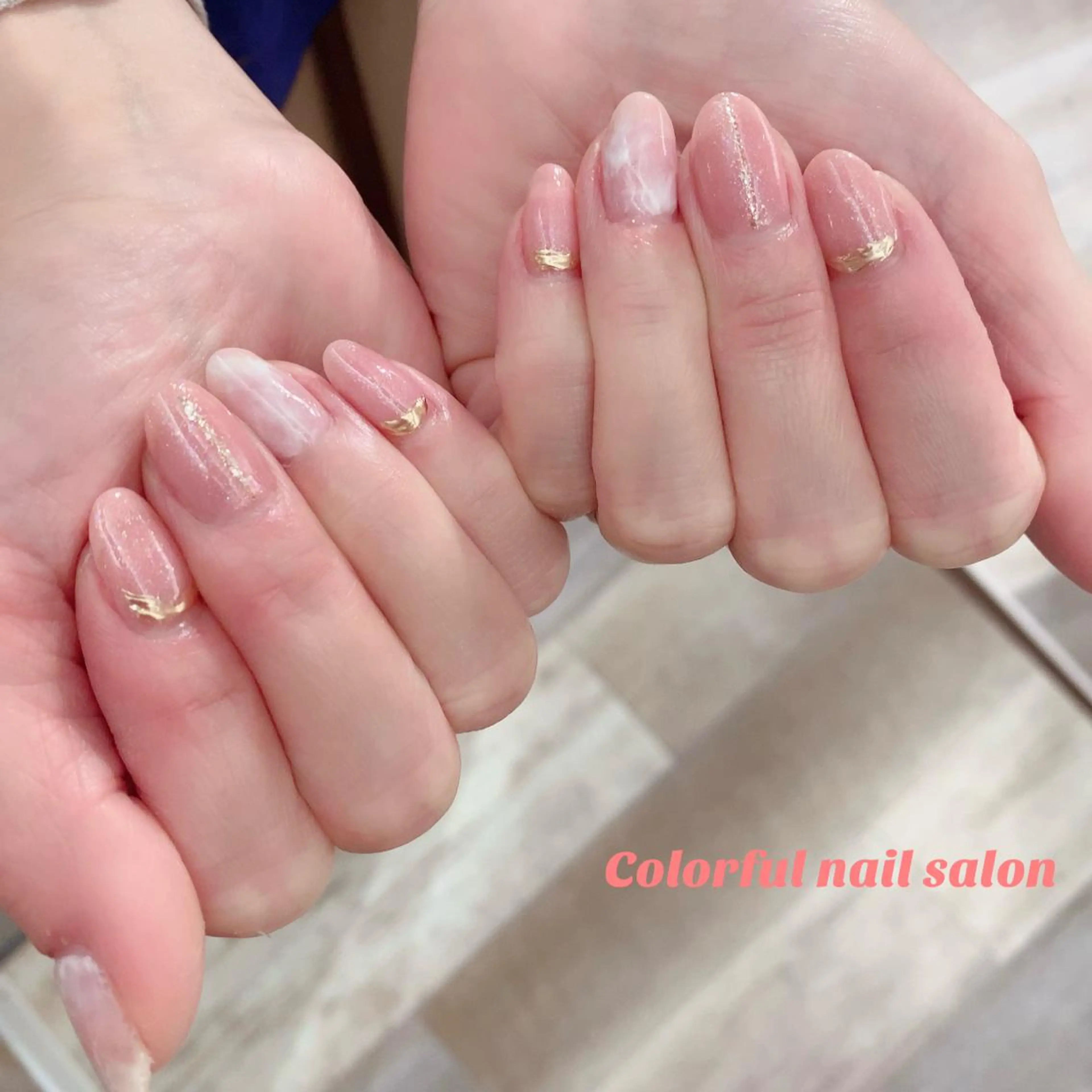 ネイル 大理石ネイル(マーブル) ミラーネイル 持ち込み Le'a nail&eyesのマツエク・マツパデザイン