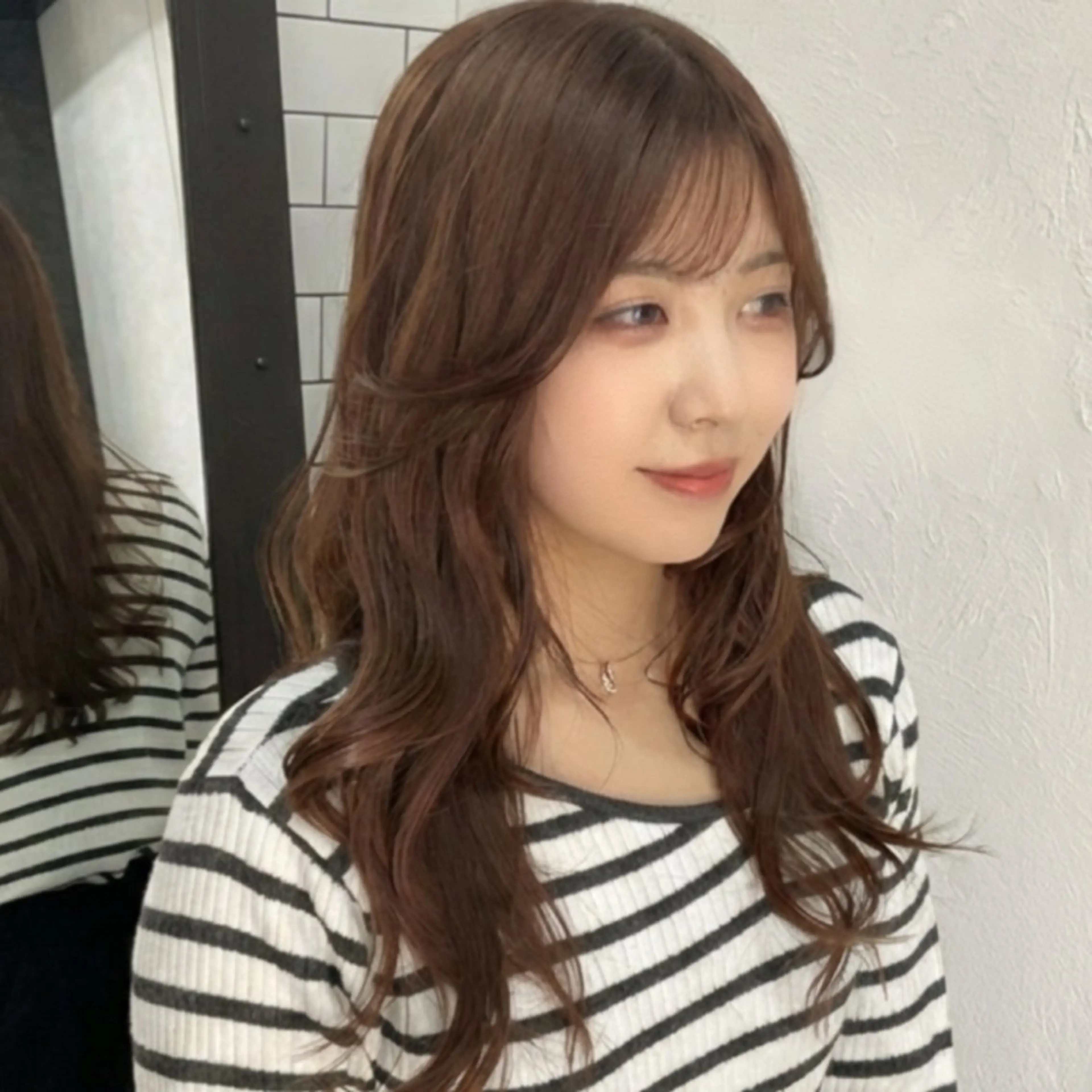 ミディアム カラー ブラウンカラー ショコラブラウン くびれヘア デート 顔まわりレイヤー 中区/legare 🌈山村/髪質改善のヘアスタイル