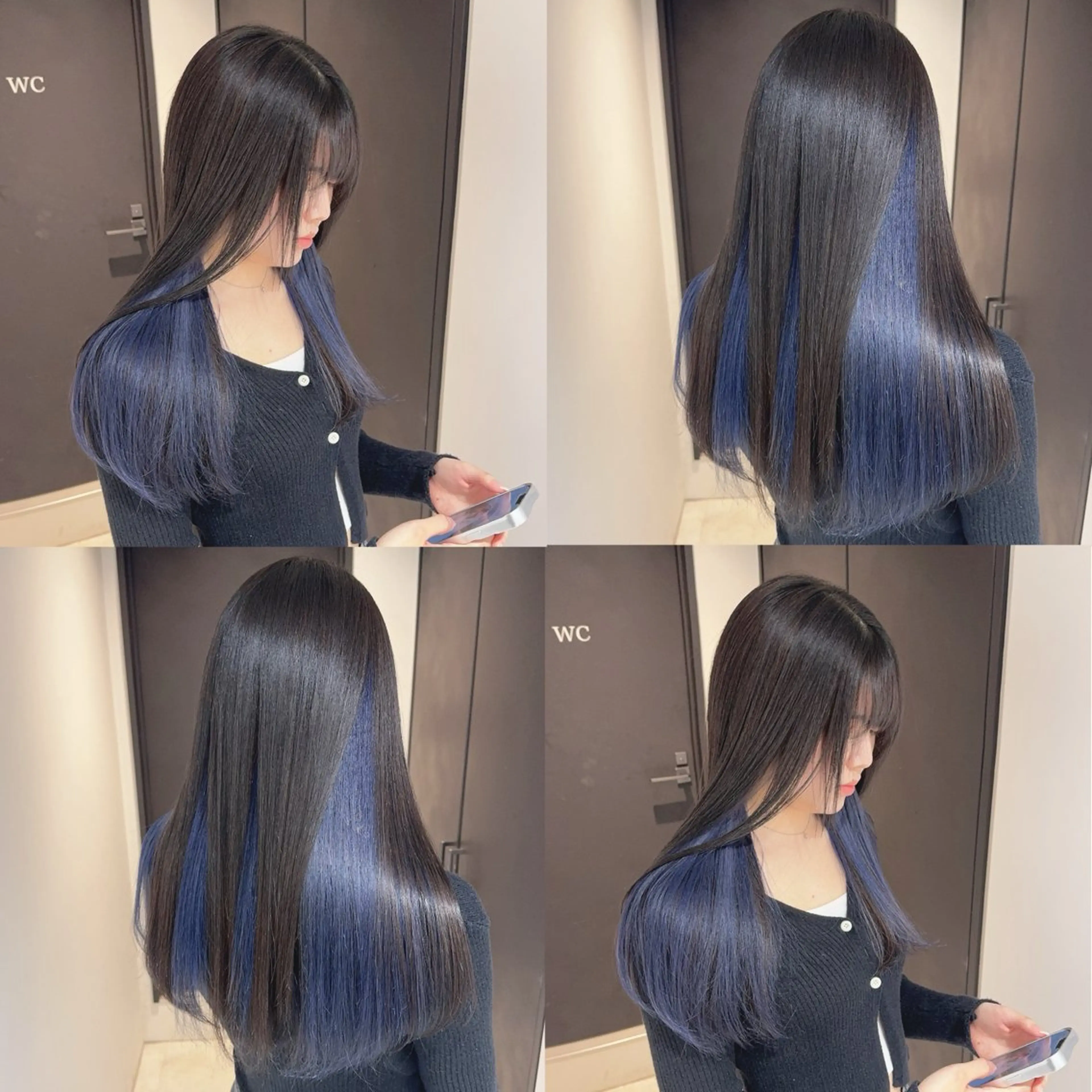 カラー ブルーカラー インナーカラー ネイビーカラー ヘアカラー トリートメント 渋谷:インナーカラー ／🍒エリカ🍒のヘアスタイル