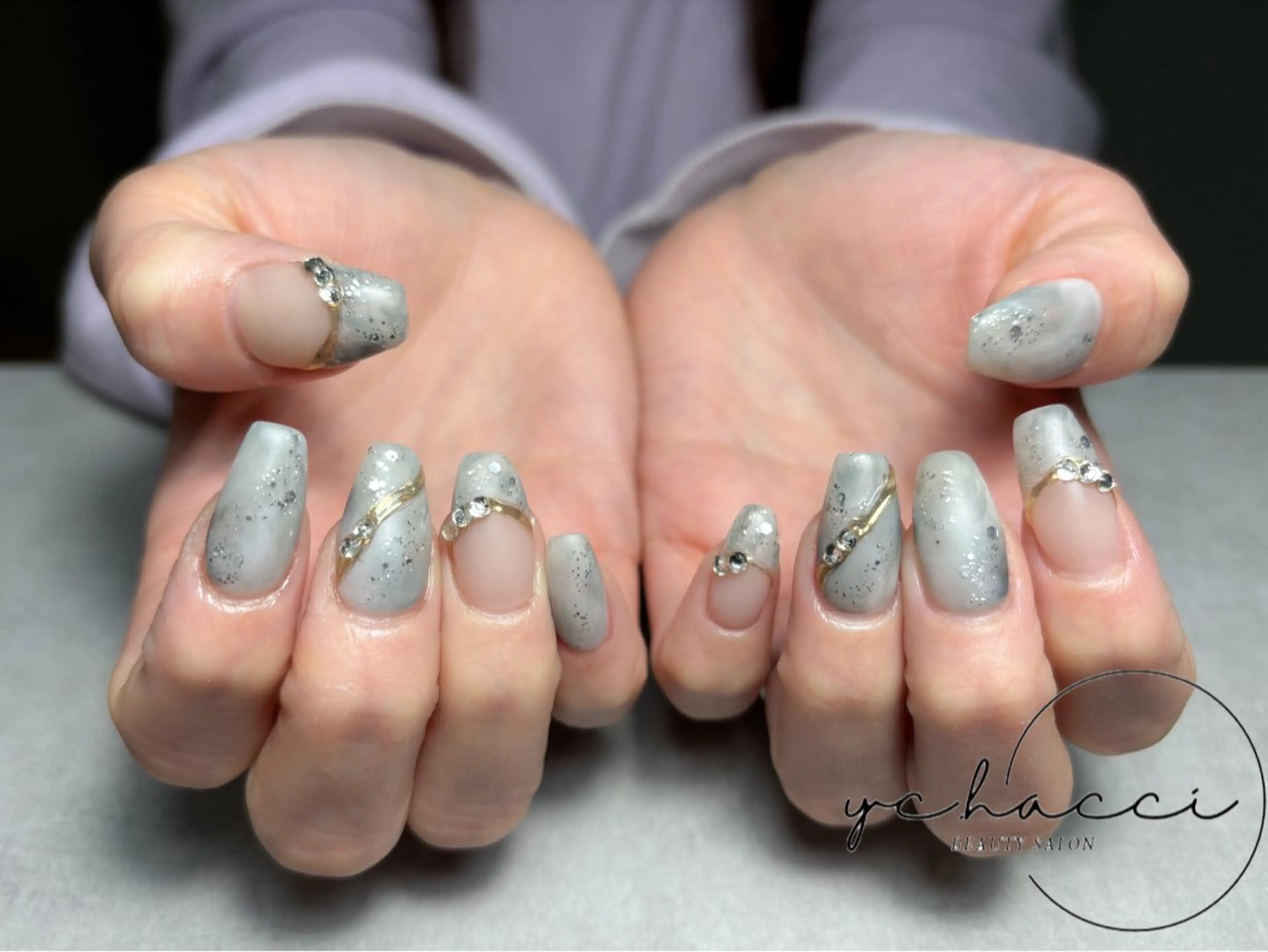 ネイル アートネイル ジェルネイル ニュアンスネイル パラジェル 冬ネイル ハンドネイル BEAUTY SALON yc.hacci所属・SALON yc.hacciのマツエク・マツパデザイン