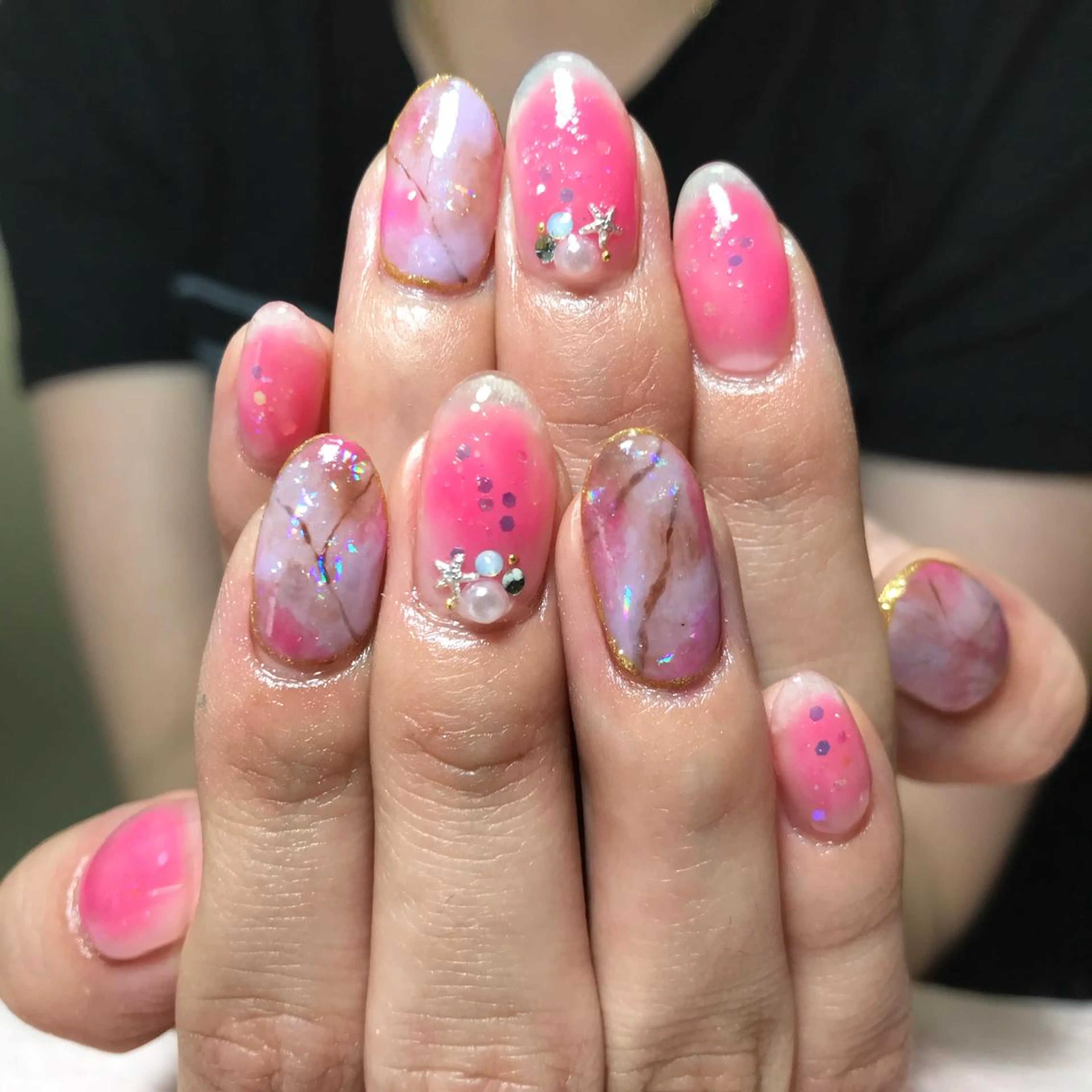 ネイル チークネイル 大理石ネイル(マーブル) RireOne ~リルワン~のネイルデザイン