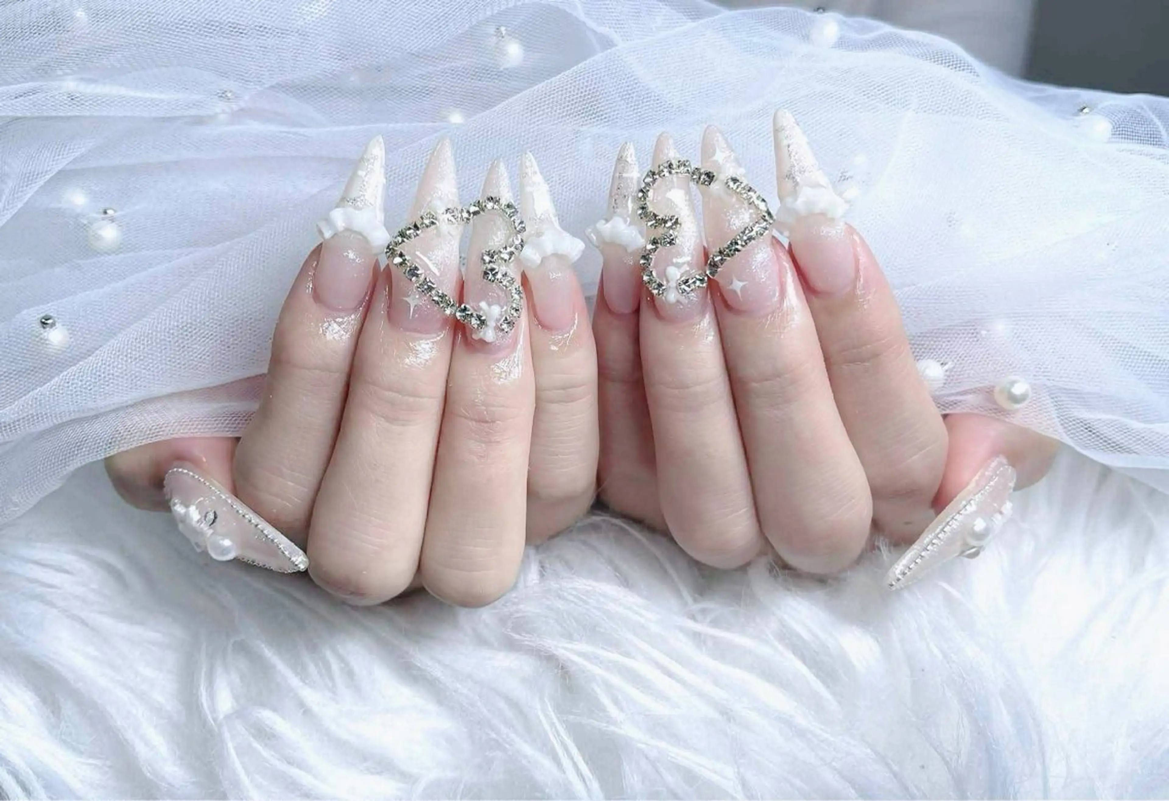 ネイル フットネイル フレンチネイル グラデーション 韓国ネイル ロングネイル ハンドネイル Hani Nail Salonのネイルデザイン