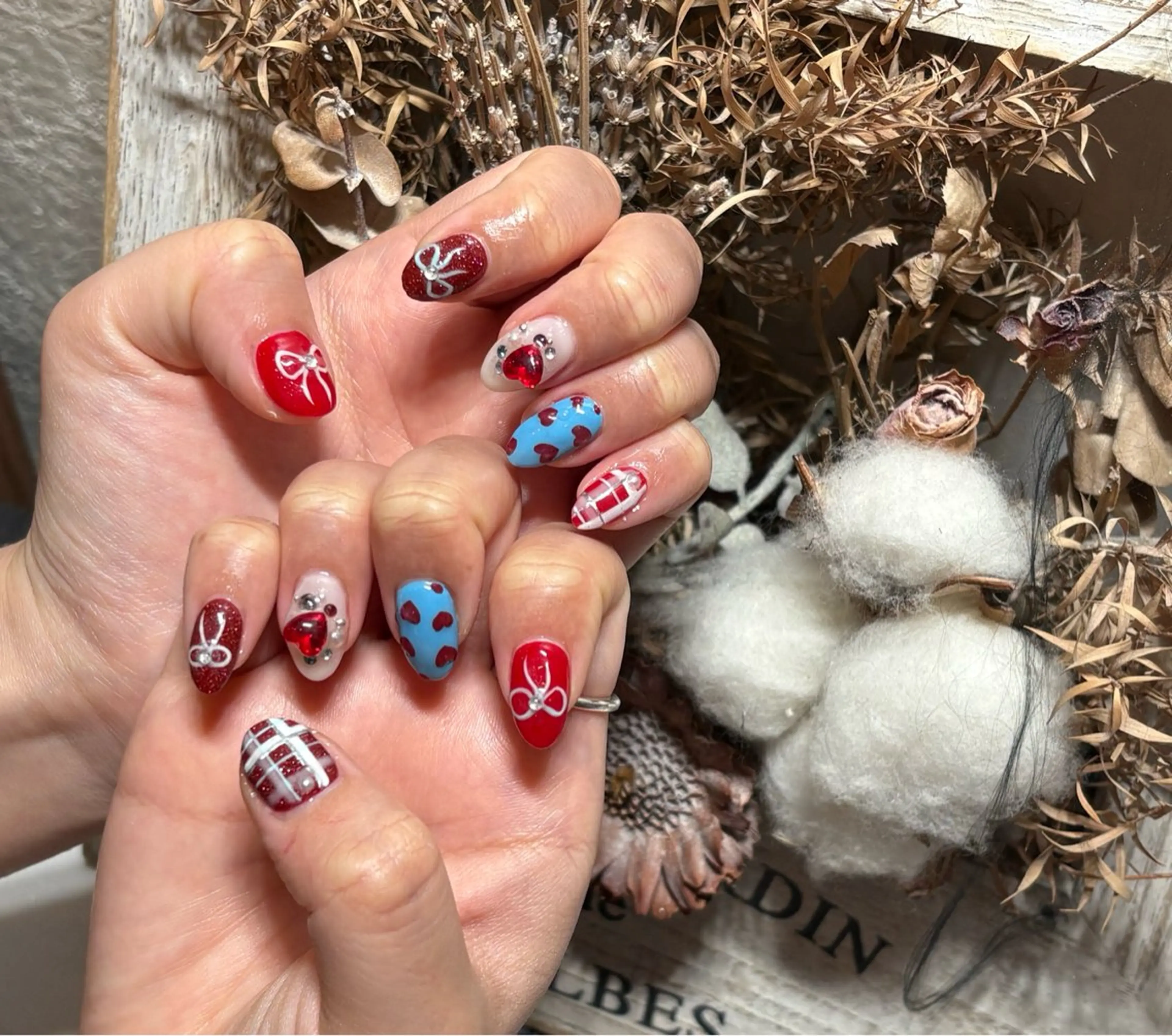 ネイル アートネイル フットネイル ジェルネイル ハート マグネットネイル babarla Nailのネイルデザイン