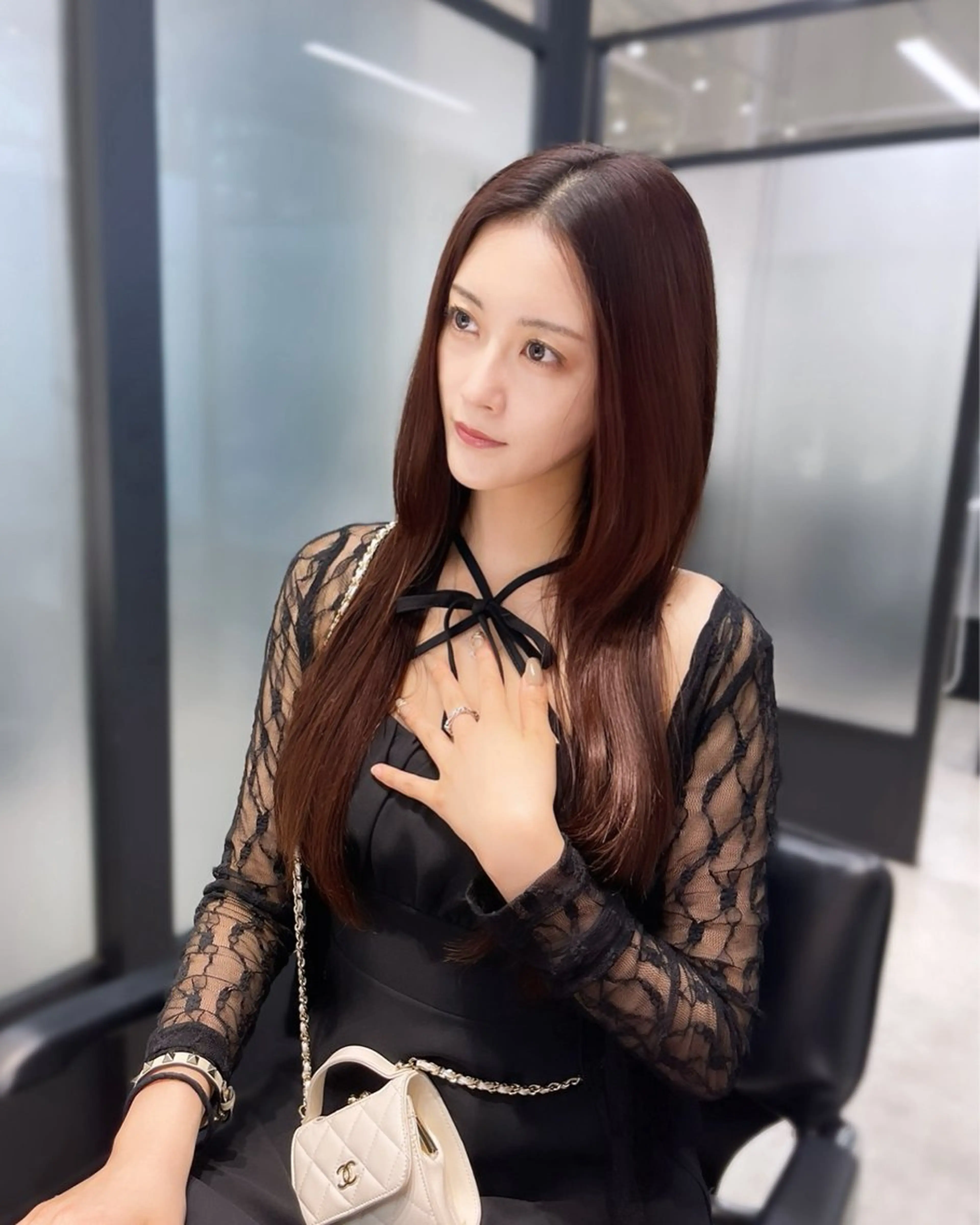 ロング 韓国風ヘア レイヤーカット ヘアカラー 縮毛矯正 トリートメント 韓国レイヤーカット 髪質改善▫️水野有真のヘアスタイル
