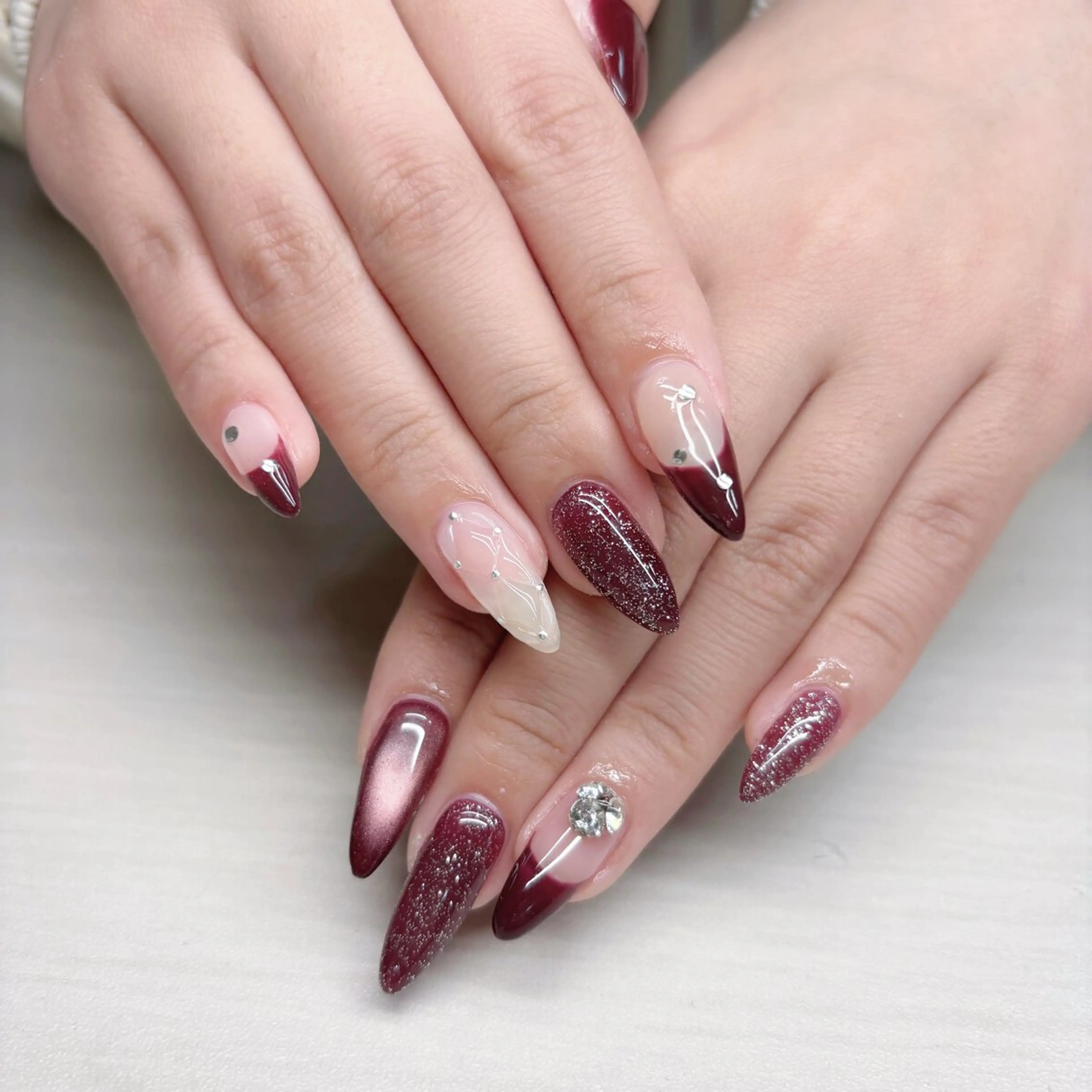 ネイル ボルドー ハンドネイル Yappy kurumiのネイルデザイン