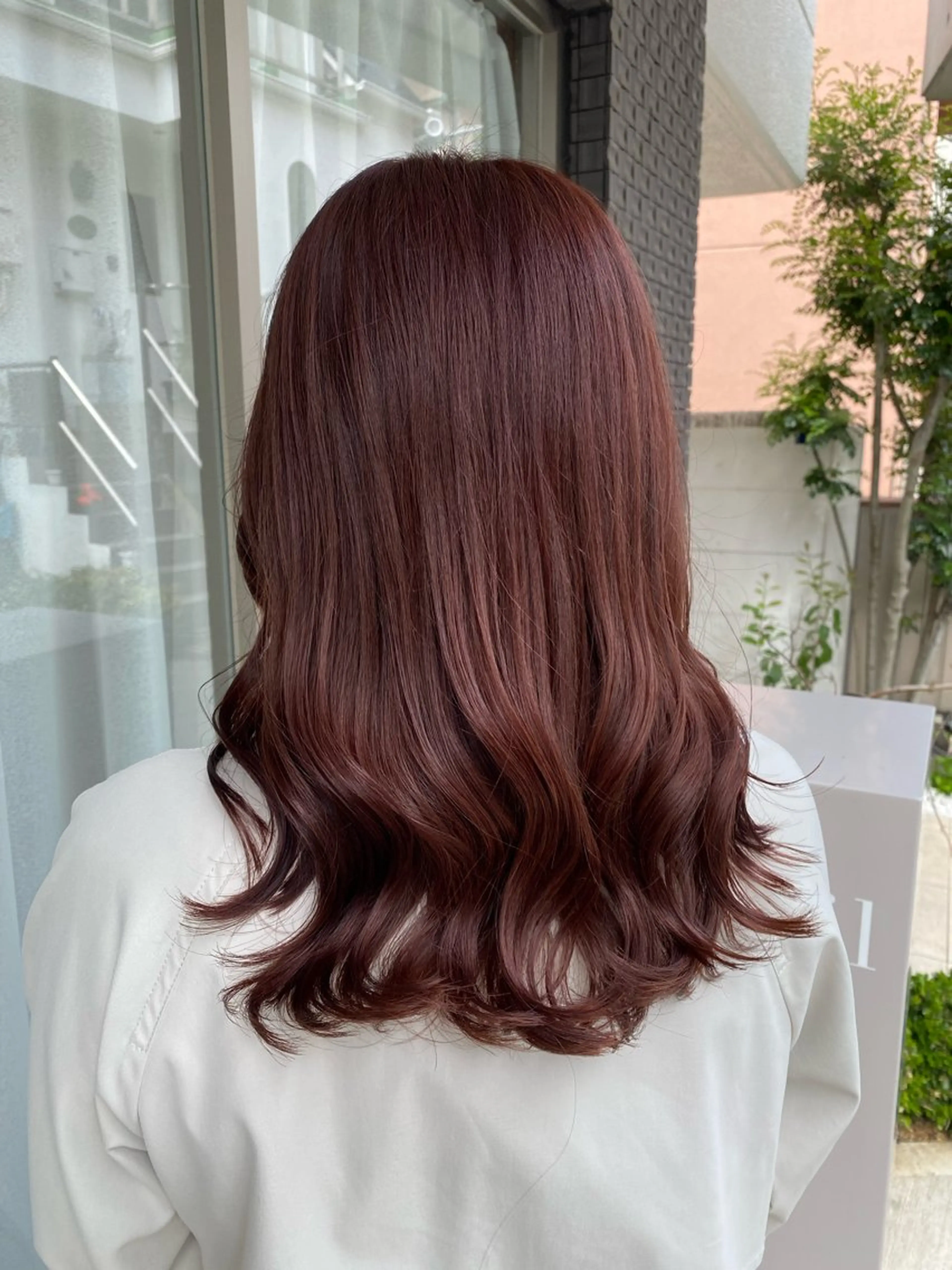 セミロング カラー ベージュカラー ピンクカラー ピンクベージュ カット ヘアカラー トリートメント グレージュ/レイヤー /韓国ヘア/RISAのヘアスタイル