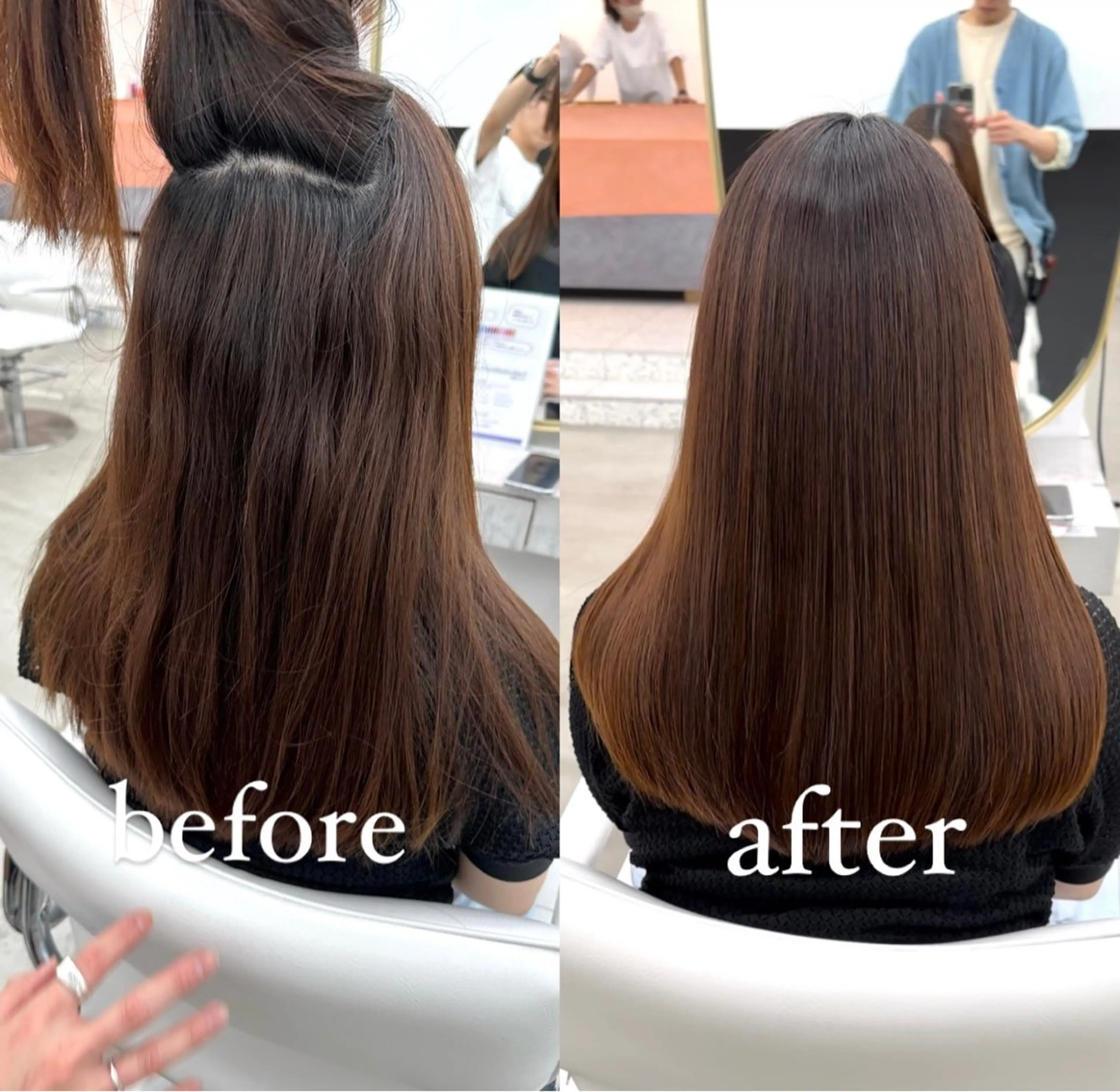 セミロング 縮毛矯正 レイヤーボブ/名駅/ くびれボブ/縮毛矯正のヘアスタイル