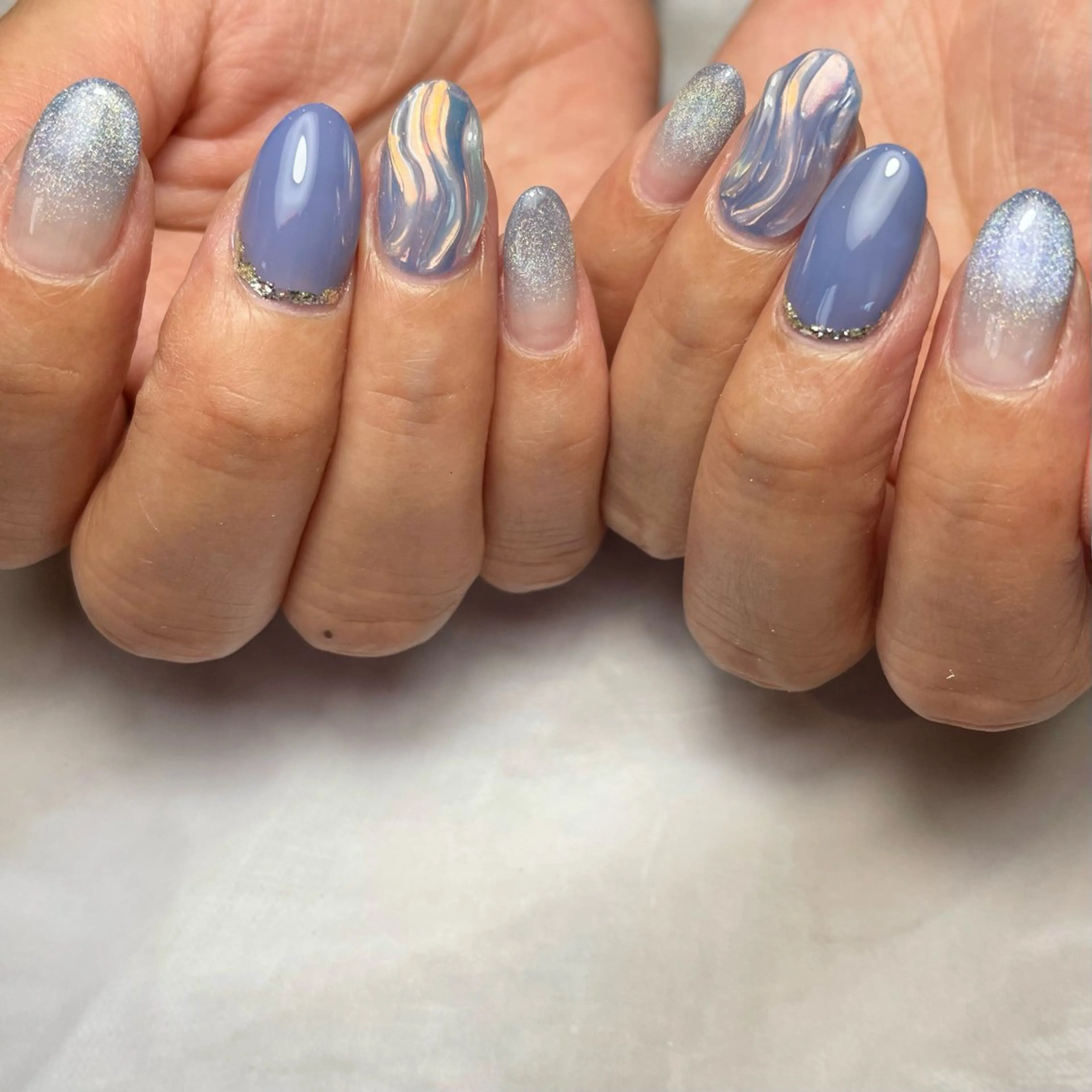 ネイル アートネイル ブルー Reflection marikoのネイルデザイン