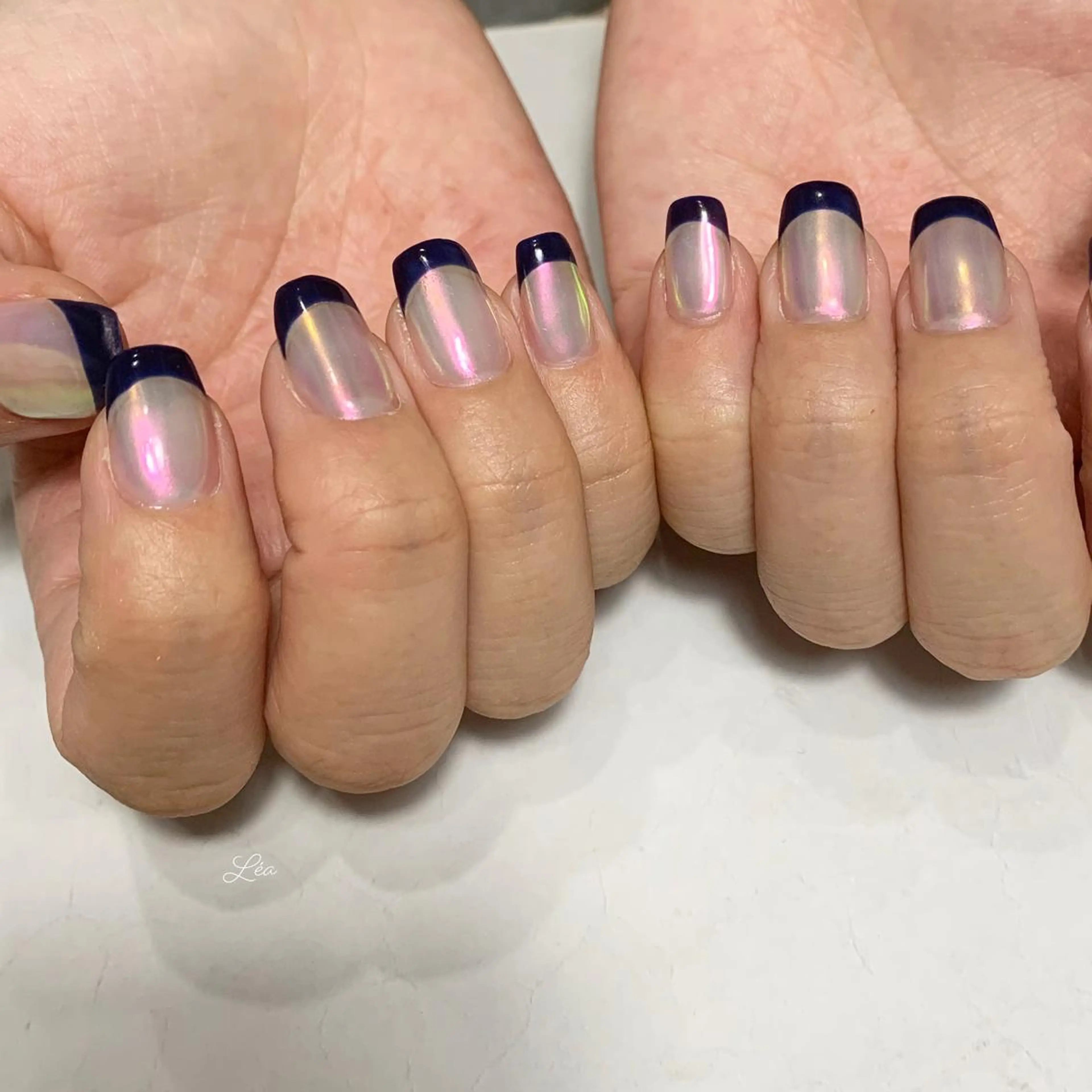 ネイル ジェルネイル ミラーネイル パラジェル Léa nailのネイルデザイン