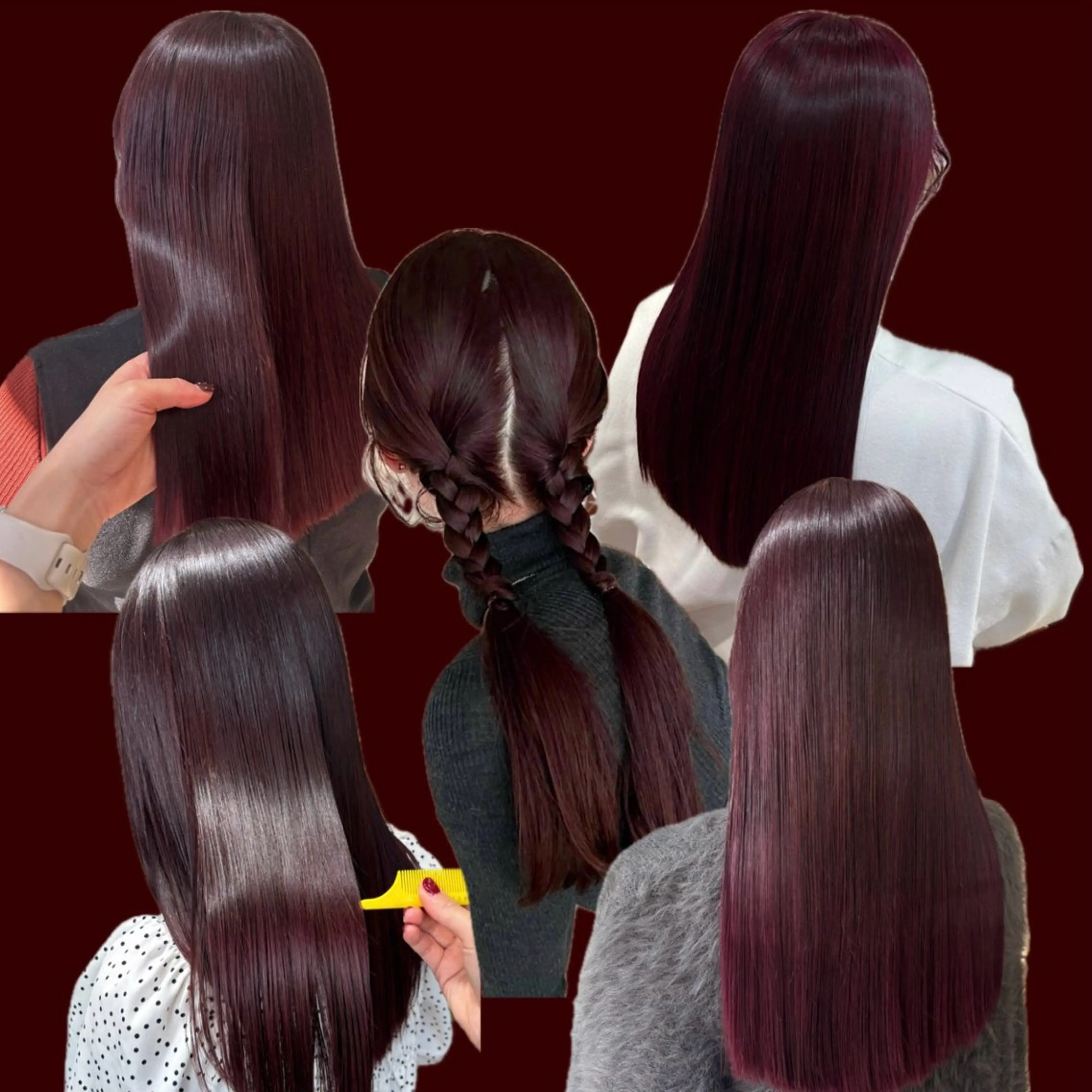 ロング カラー レッドカラー カット ヘアカラー トリートメント yusa/暖色カラー /ワインレッド/赤髪のヘアスタイル