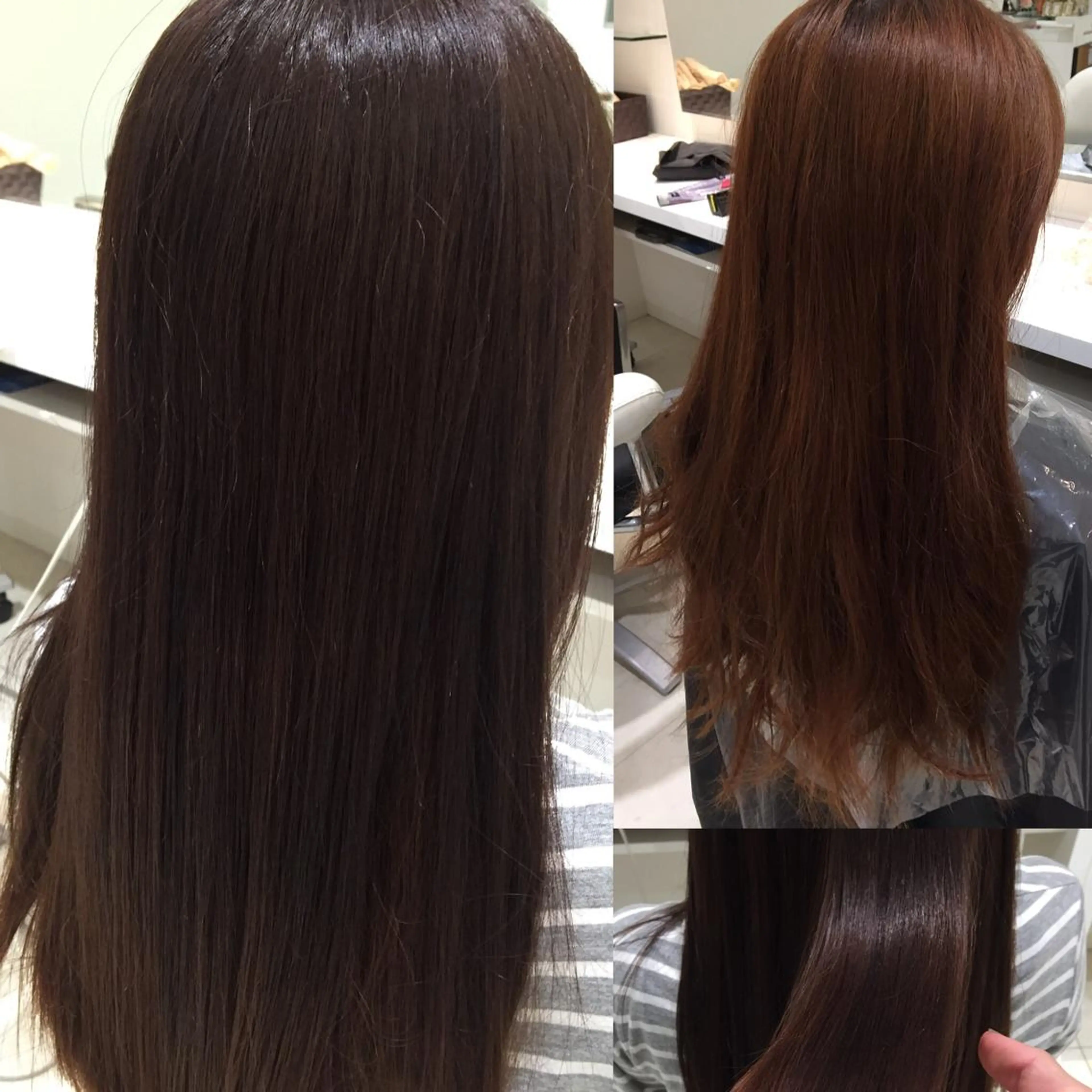 ロング カラー イルミナカラー オレンジ カット ヘアカラー トリートメント 山北 咲子のヘアスタイル