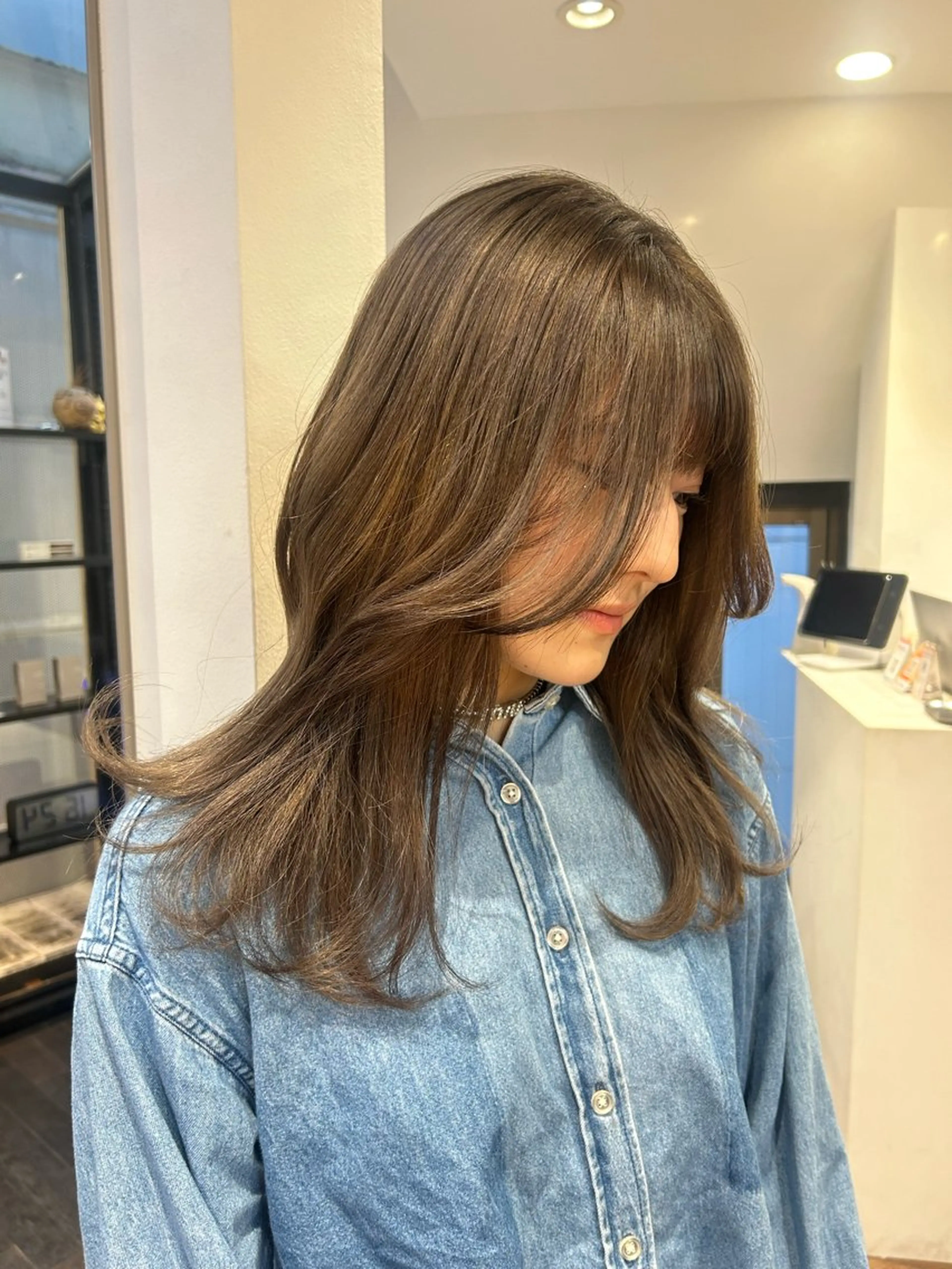 ミディアム カラー パーマ メンズ ヘアカラー トリートメント レイヤー/透明感/ ブリーチなし/わかなのヘアスタイル