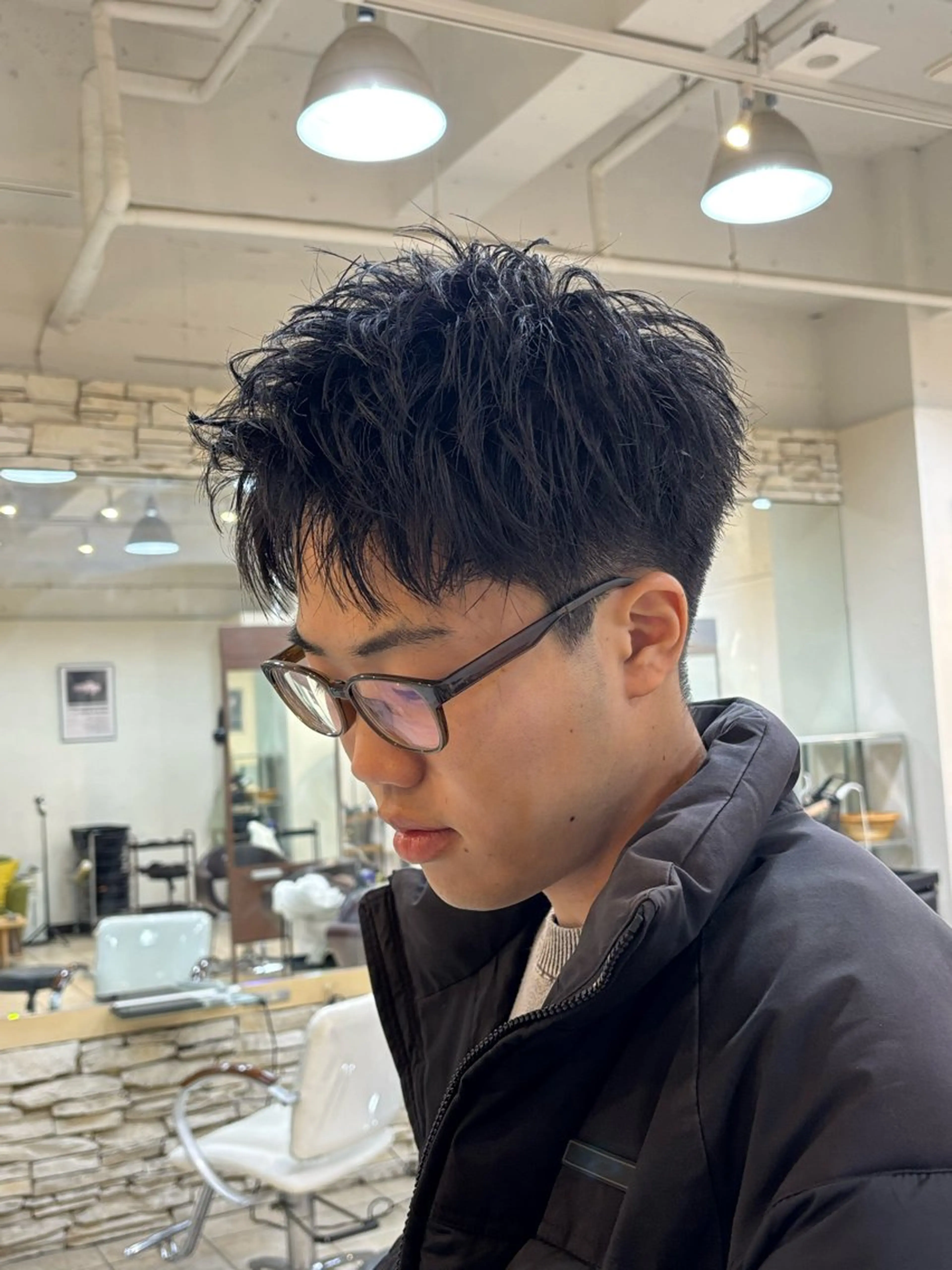 ショート メンズ アップバング スパイキーショート/ メンズパーマ/関内涼のヘアスタイル